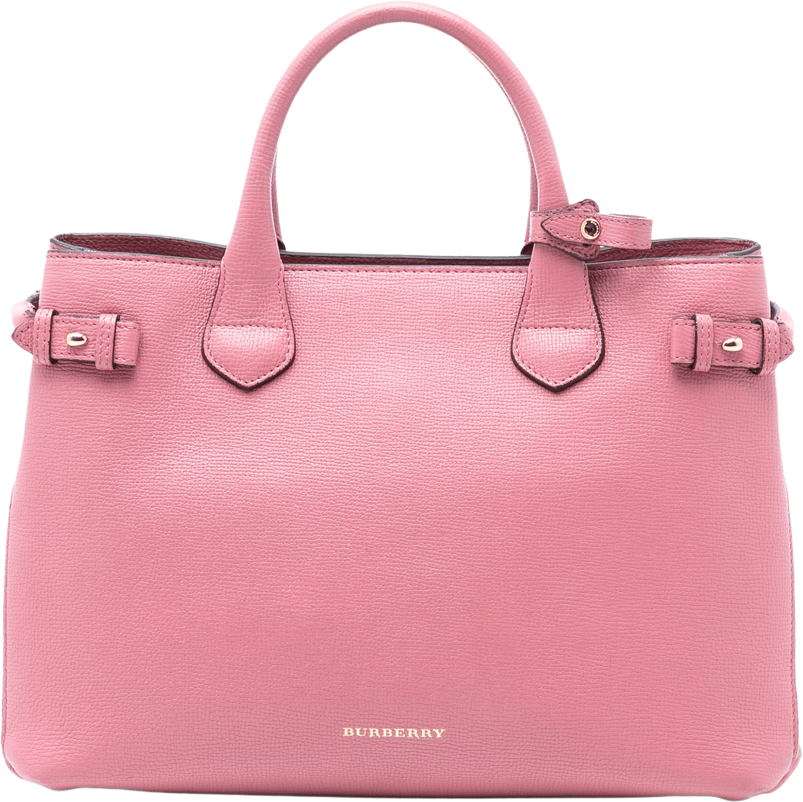 Burberry Medium Leather And House Check Banner Satchel, från Luxclusif, i färgen pink.