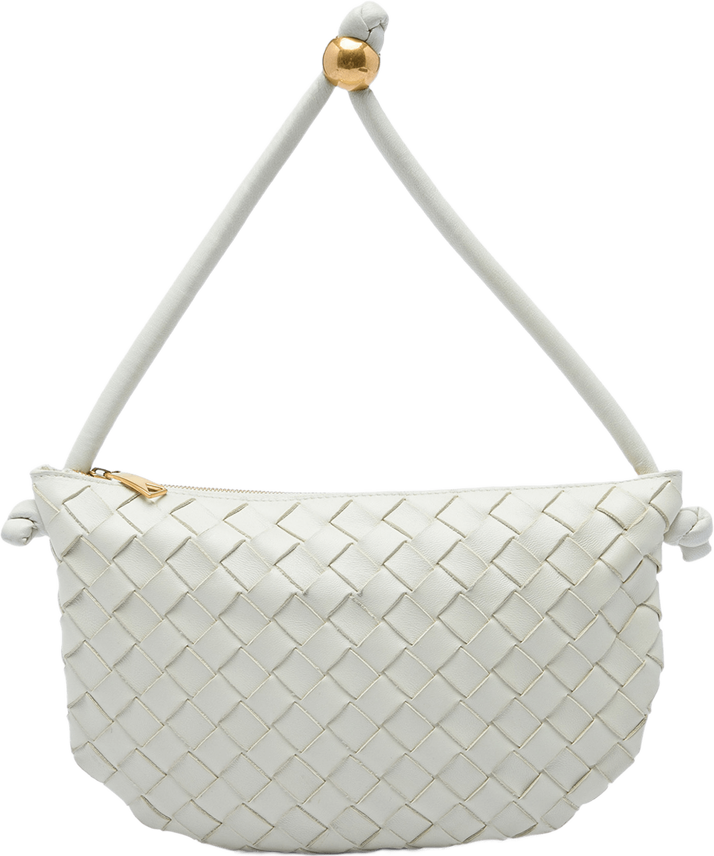 Bottega Veneta Small Lambskin Intrecciato Turn Pouch, från Luxclusif, i färgen vit.