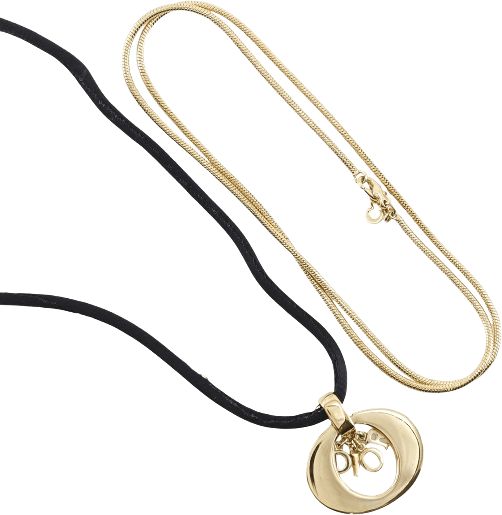 Dior Convertible Gold Plated Logo Oval Pendant Necklace, från Luxclusif, i färgen gold.