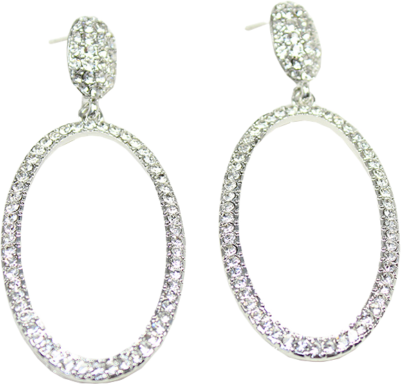 Örhänge Med Ovalt Hänge Med Gnistrande Stenar, från Complement, i färgen silver.