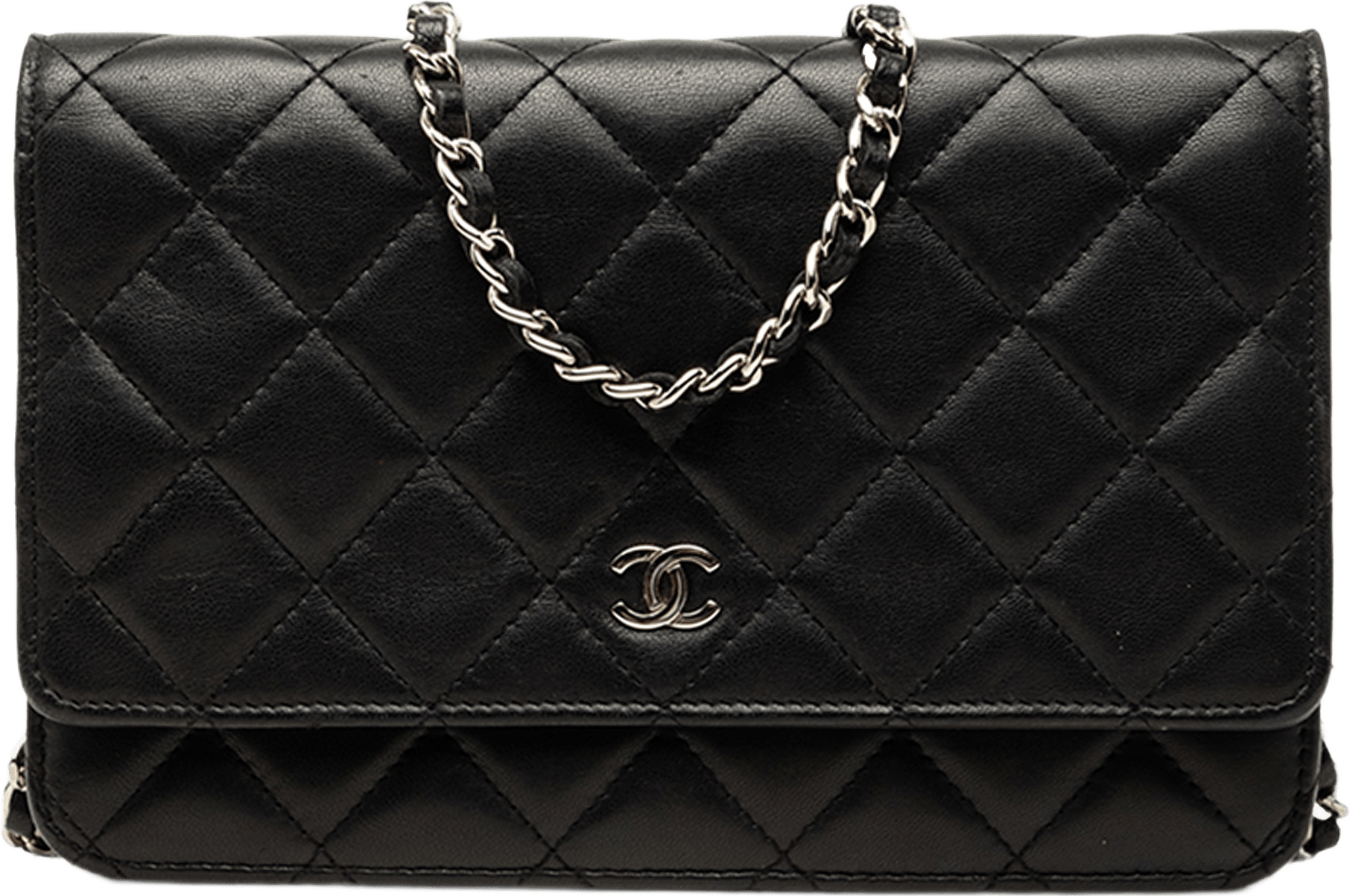 Chanel Cc Quilted Lambskin Wallet On Chain, från Luxclusif, i färgen svart.