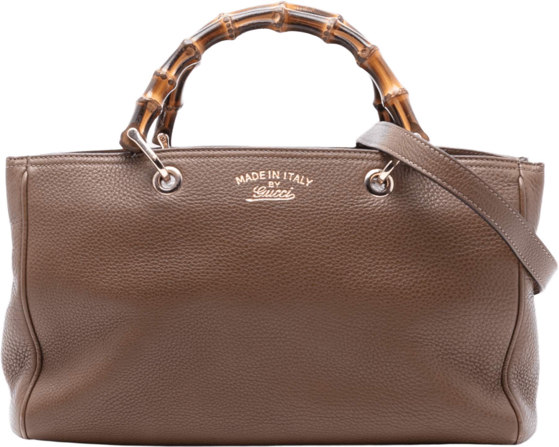 Gucci Medium Calfskin Bamboo Shopper Satchel, från Luxclusif, i färgen brown.