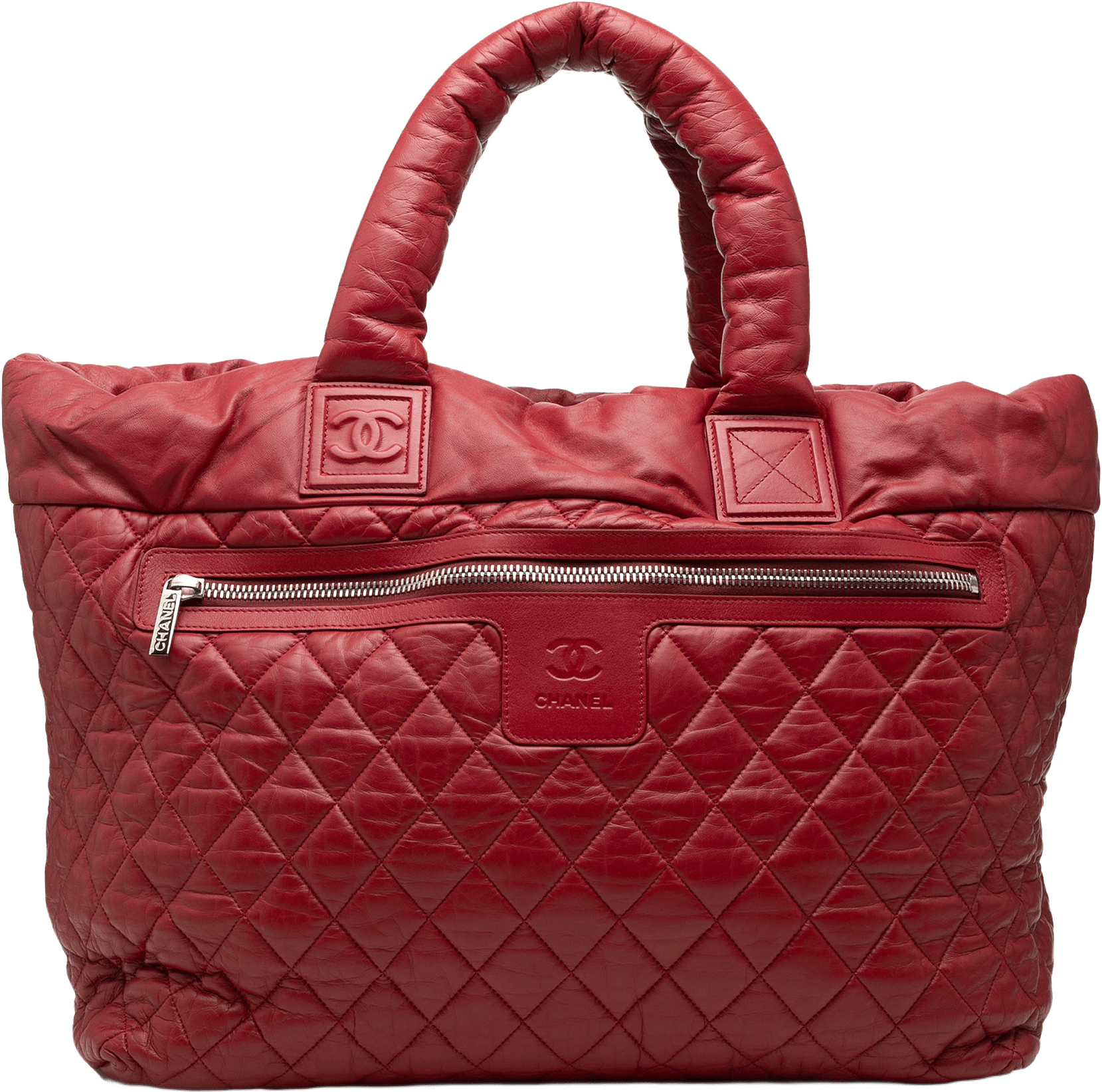 Chanel Large Quilted Nylon Reversible Coco Cocoon Tote, från Luxclusif, i färgen red.