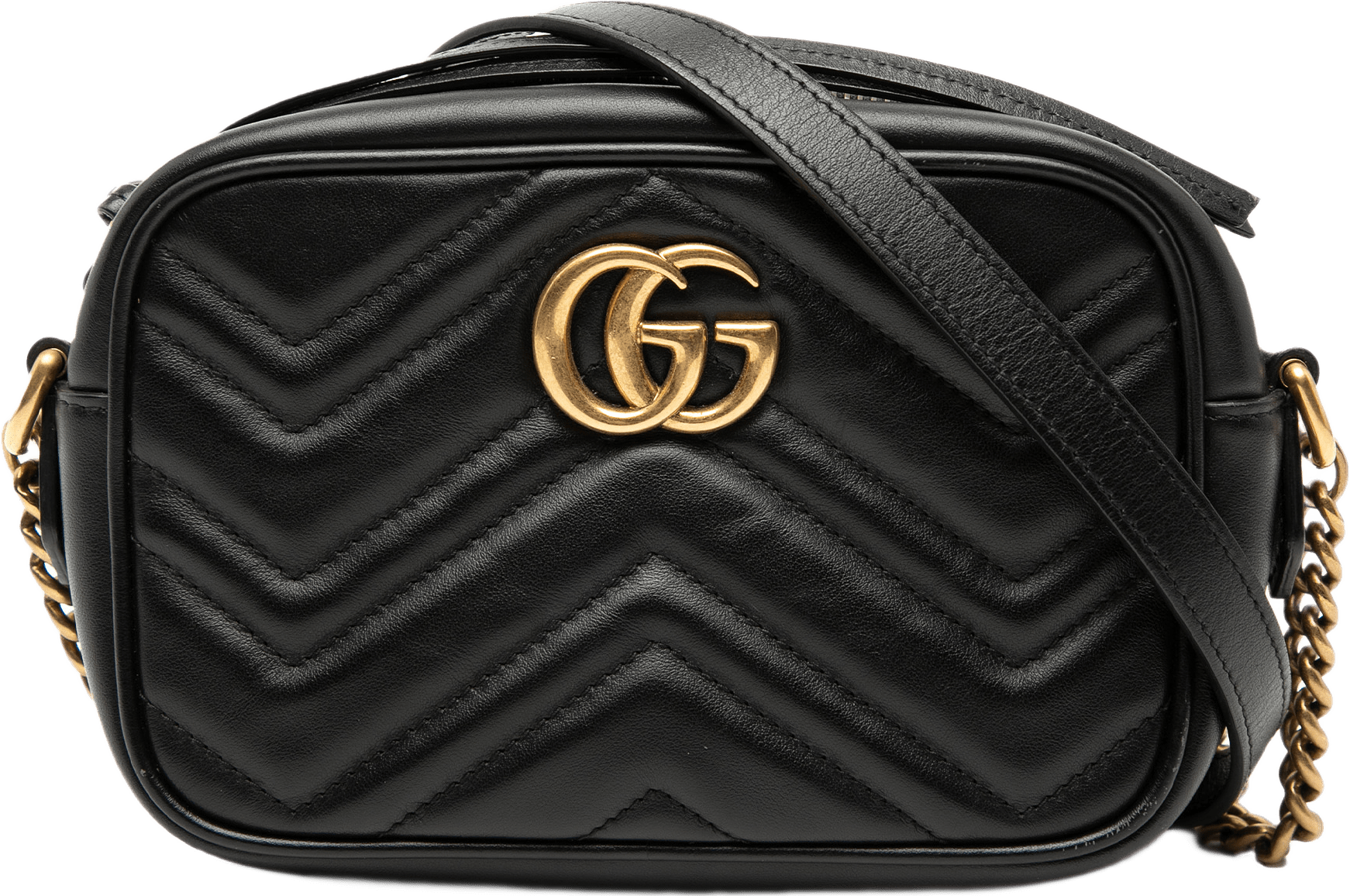 Gucci Mini Gg Marmont Matelasse Leather Crossbody, från Luxclusif, i färgen svart.