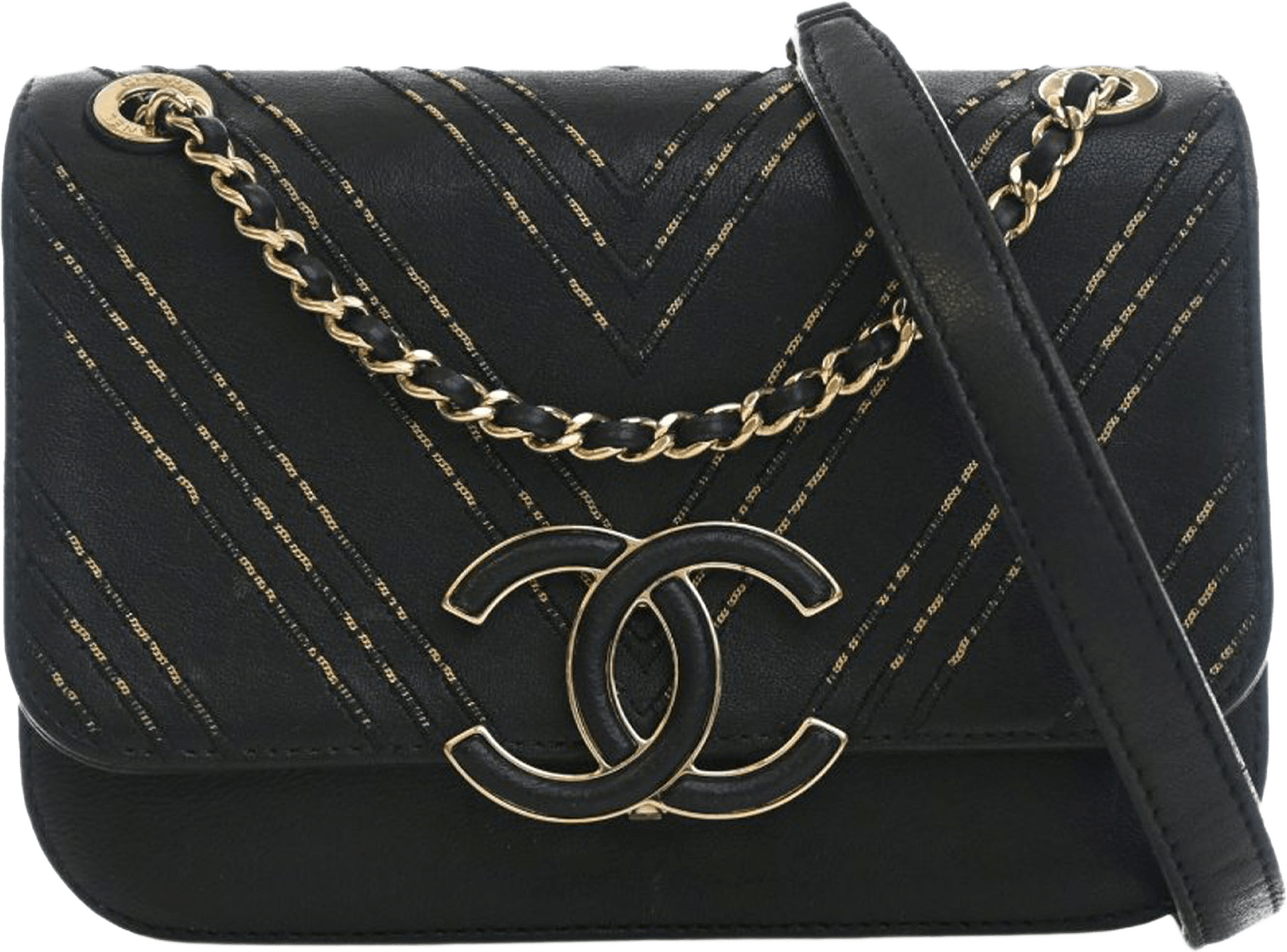 Chanel Small Chevron Sheepskin Subtle Flap, från Luxclusif, i färgen black.