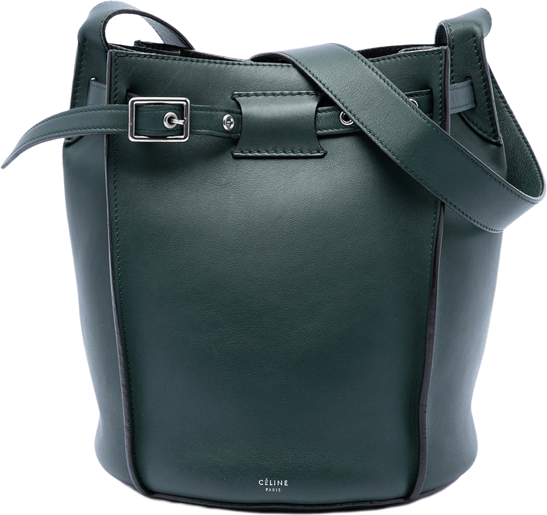 Celine Leather Big Bag Bucket Crossbody, från Luxclusif, i färgen grön.