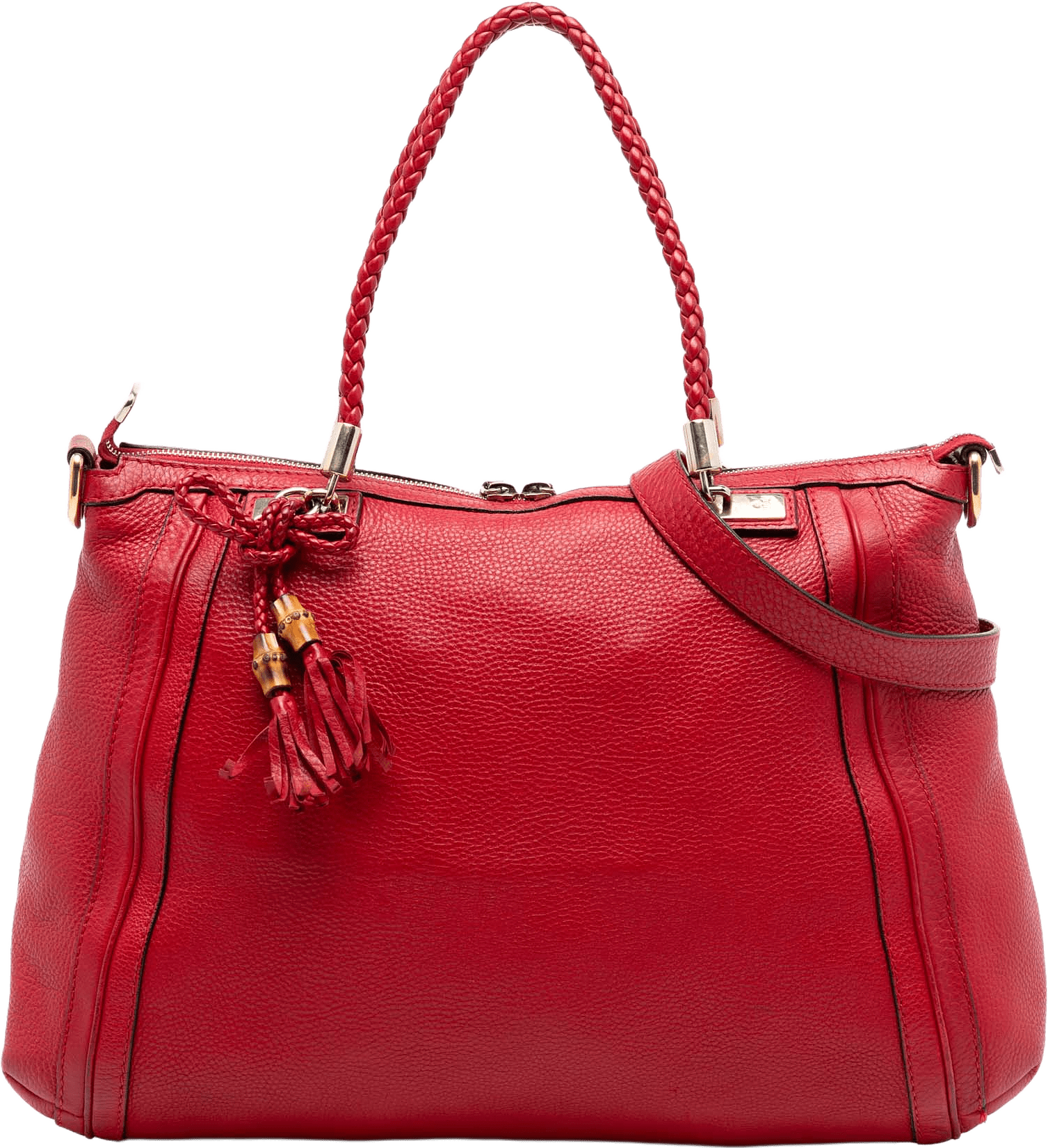 Gucci Calfskin Bella Satchel, från Luxclusif, i färgen red.