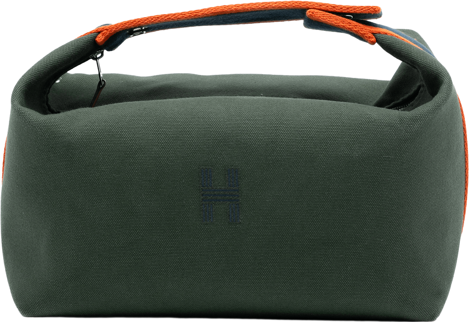 Hermès Large Toile Bride A Brac Case, från Luxclusif, i färgen dark green.