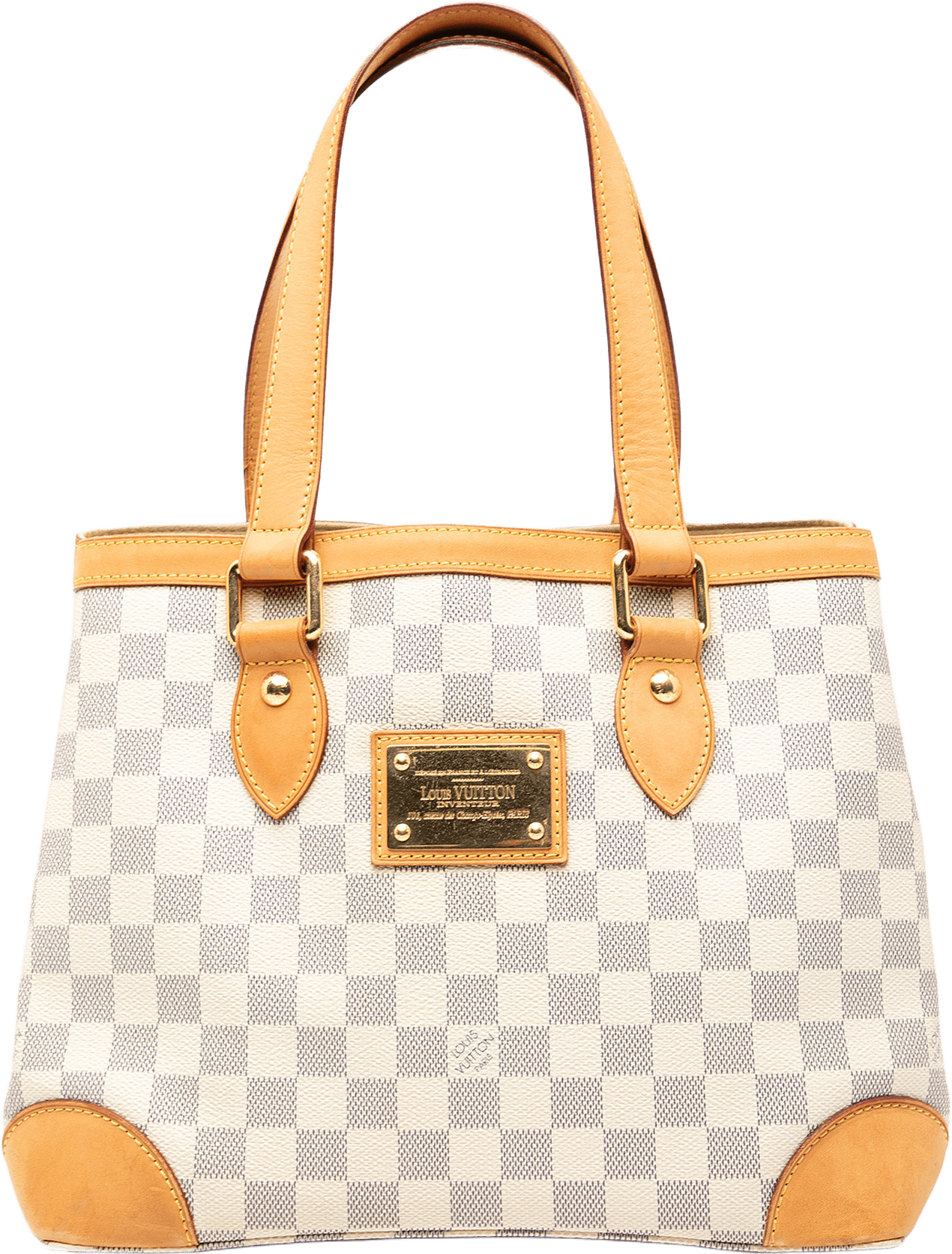 Louis Vuitton Damier Azur Hampstead Pm, från Luxclusif, i färgen white.