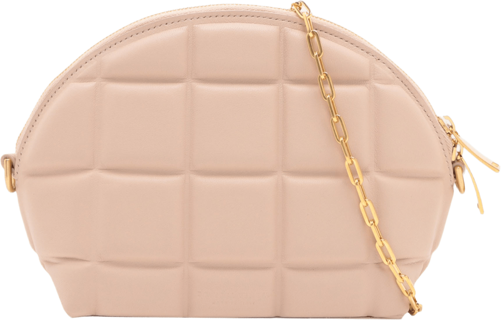 Bottega Veneta Mini Padded Nappa Half Moon Chain Crossbody, från Luxclusif, i färgen rosa.