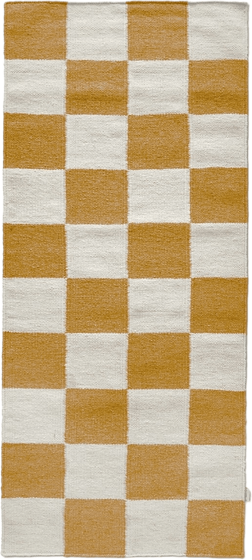 Gångmatta Square 80x200cm, från Classic Collection, i färgen vit/gul.