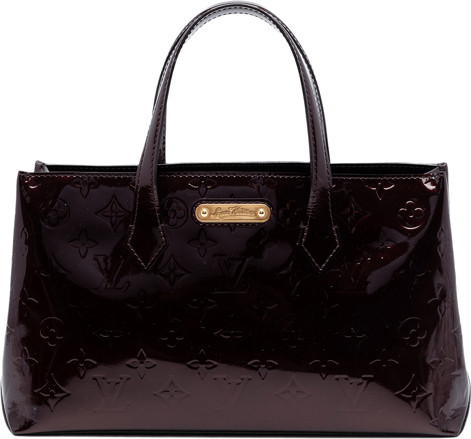 Louis Vuitton Monogram Vernis Wilshire Pm, från Luxclusif, i färgen purple.