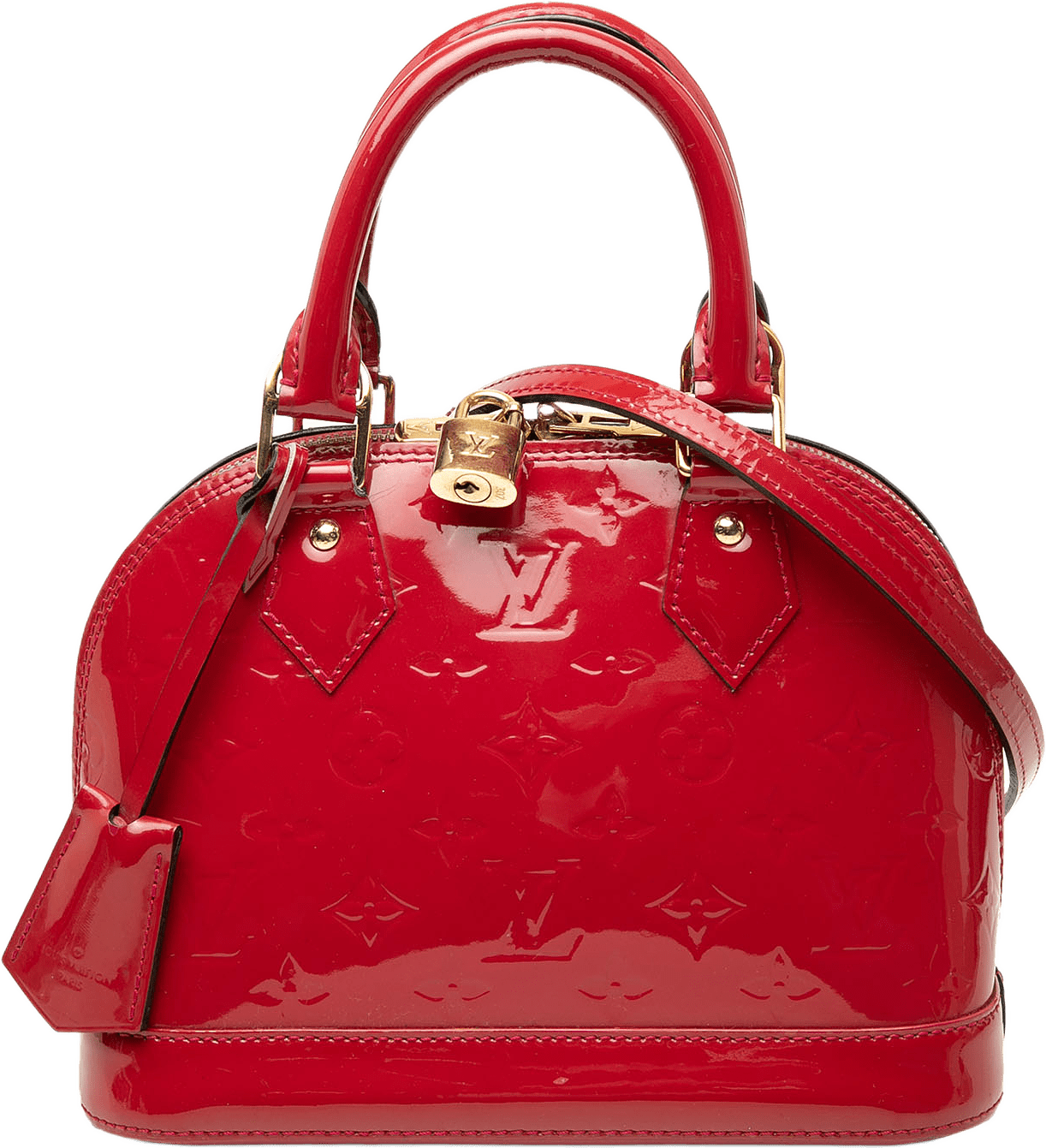 Louis Vuitton Monogram Vernis Alma Bb, från Luxclusif, i färgen rosa.