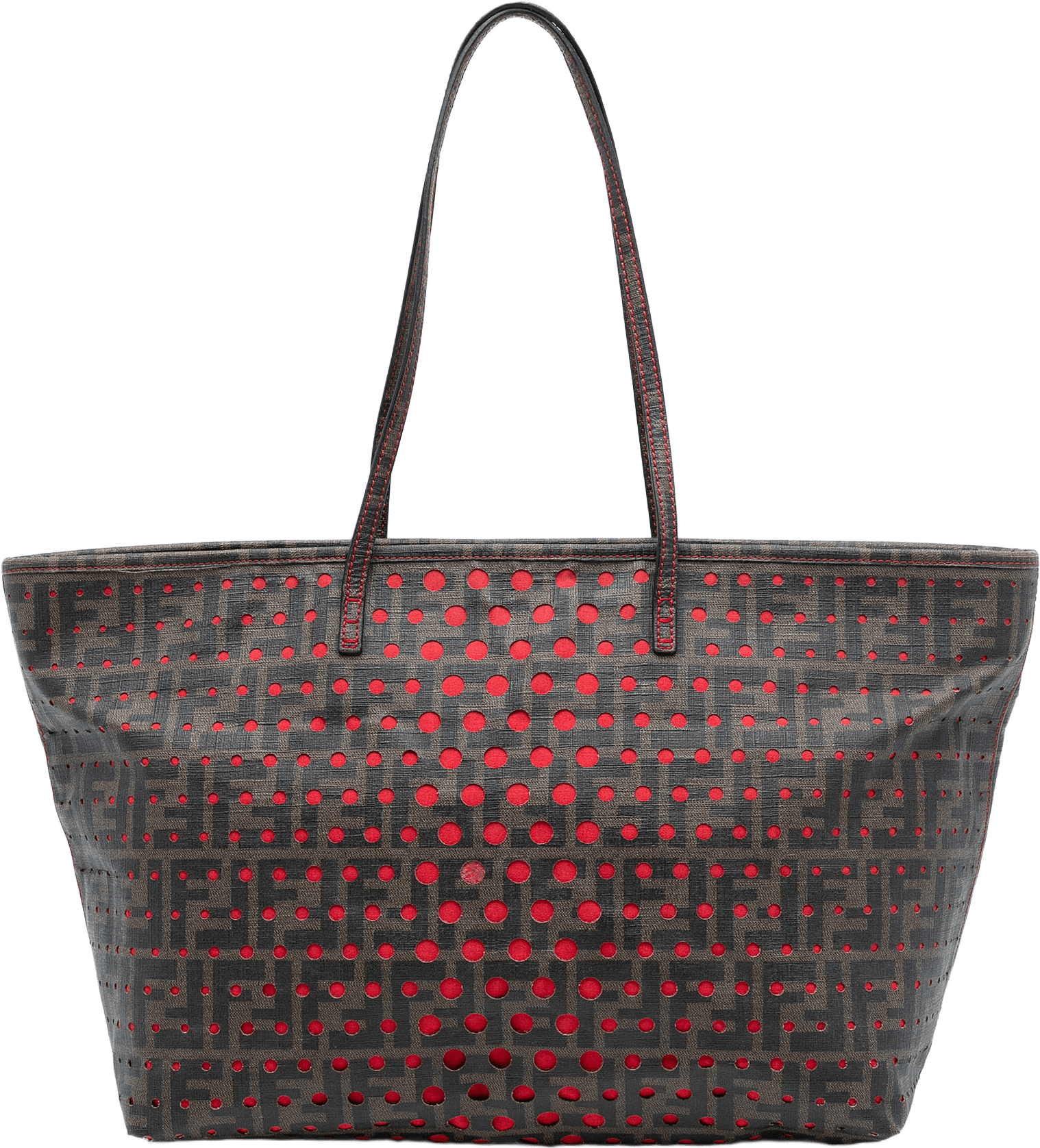 Fendi Medium Zucca Perforated Coated Canvas Roll Tote, från Luxclusif, i färgen brown.