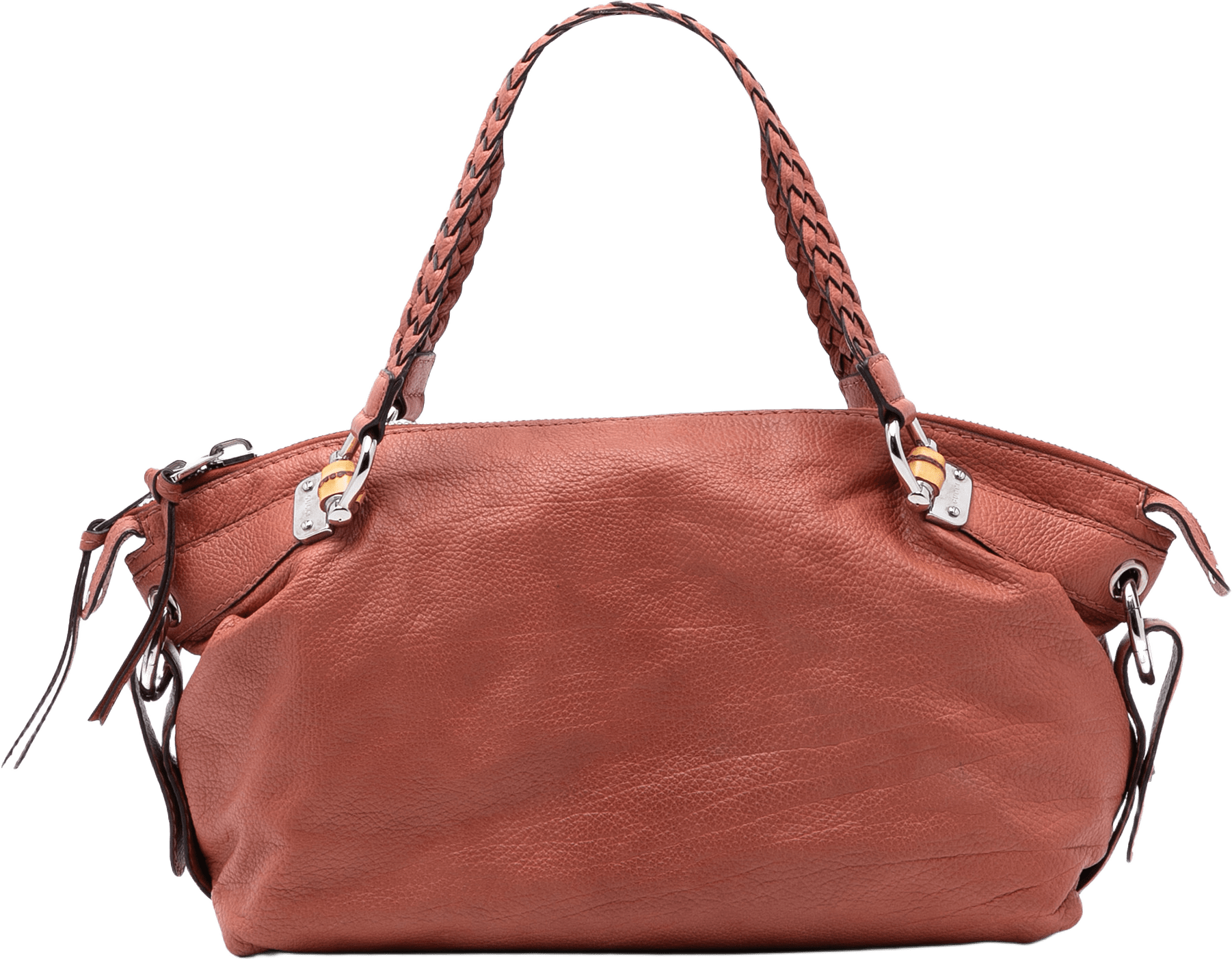 Gucci Medium Leather Bamboo Bar Tote, från Luxclusif, i färgen orange.