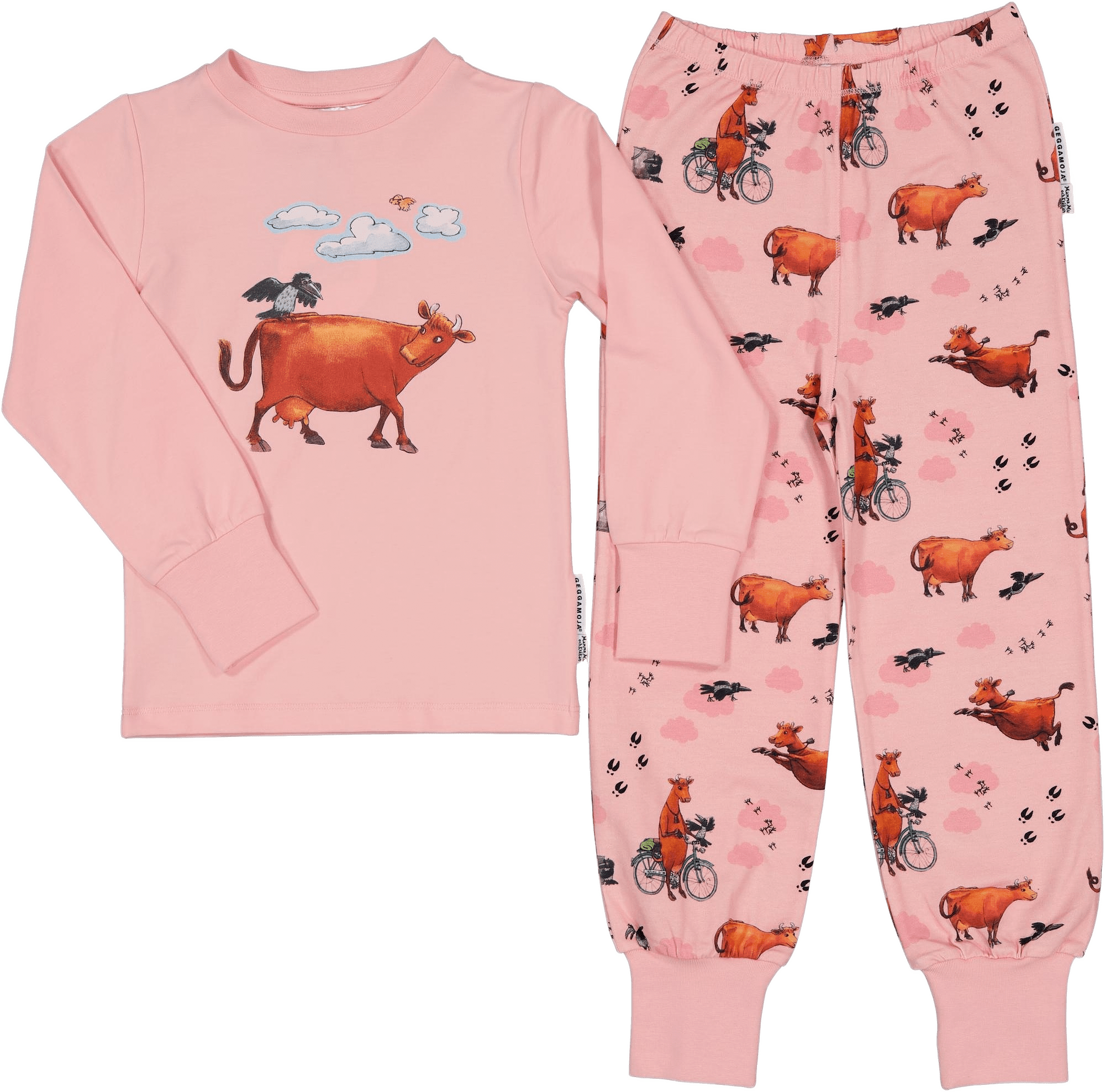 Mamma Mu Och Kråkan Pyjamas Tvådelad, från Geggamoja, i färgen rosa moln.