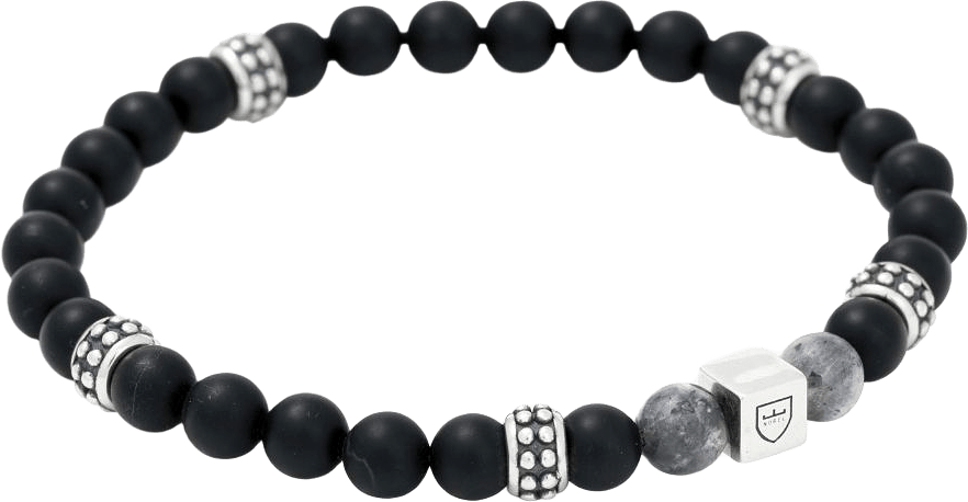 Silver/beadsarmband | Onyx/jaspis | Nobel By Billgren, från by BILLGREN, i färgen svart, grå & silver.