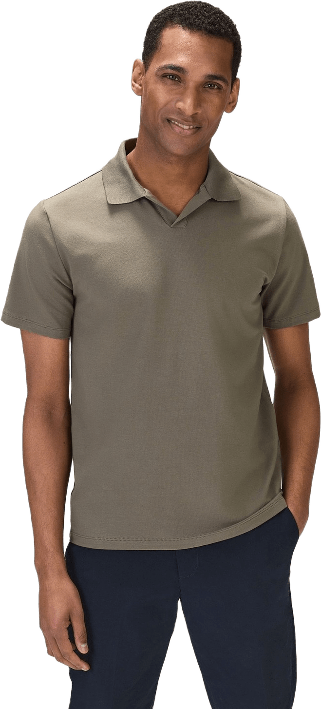 Cotton Fitted Stretch S/s Open Collar Polo Shirt