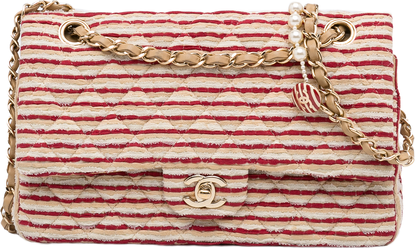 Chanel Medium Quilted Jersey Coco Sailor Double Flap Bag, från Luxclusif, i färgen white.