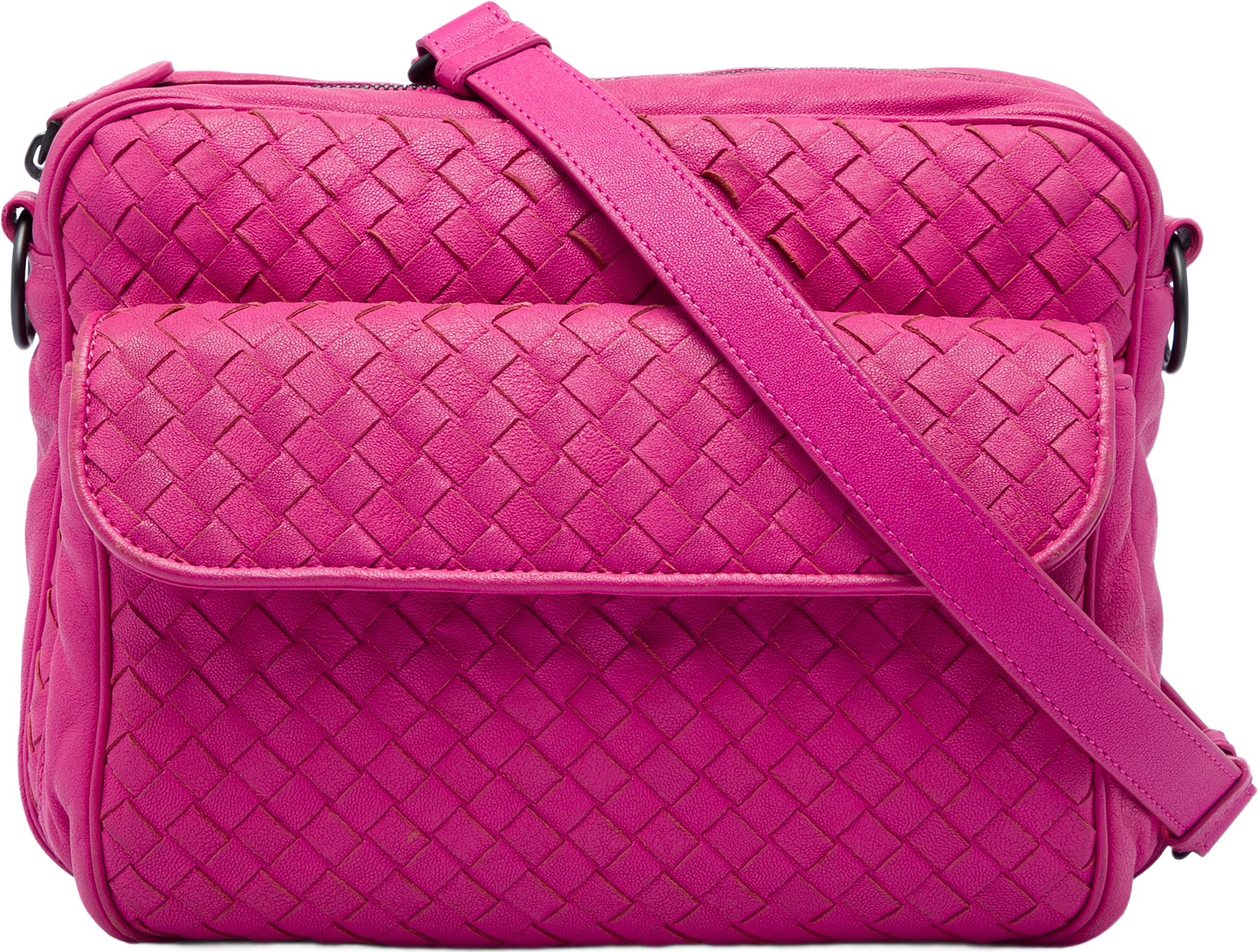 Bottega Veneta Nappa Intrecciato Front Pocket Messenger Bag, från Luxclusif, i färgen rosa.