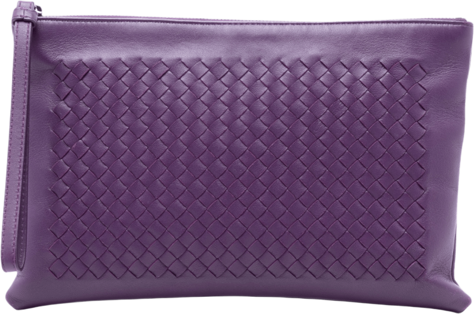 Bottega Veneta Nappa Intrecciato Wristlet Clutch, från Luxclusif, i färgen dark purple.