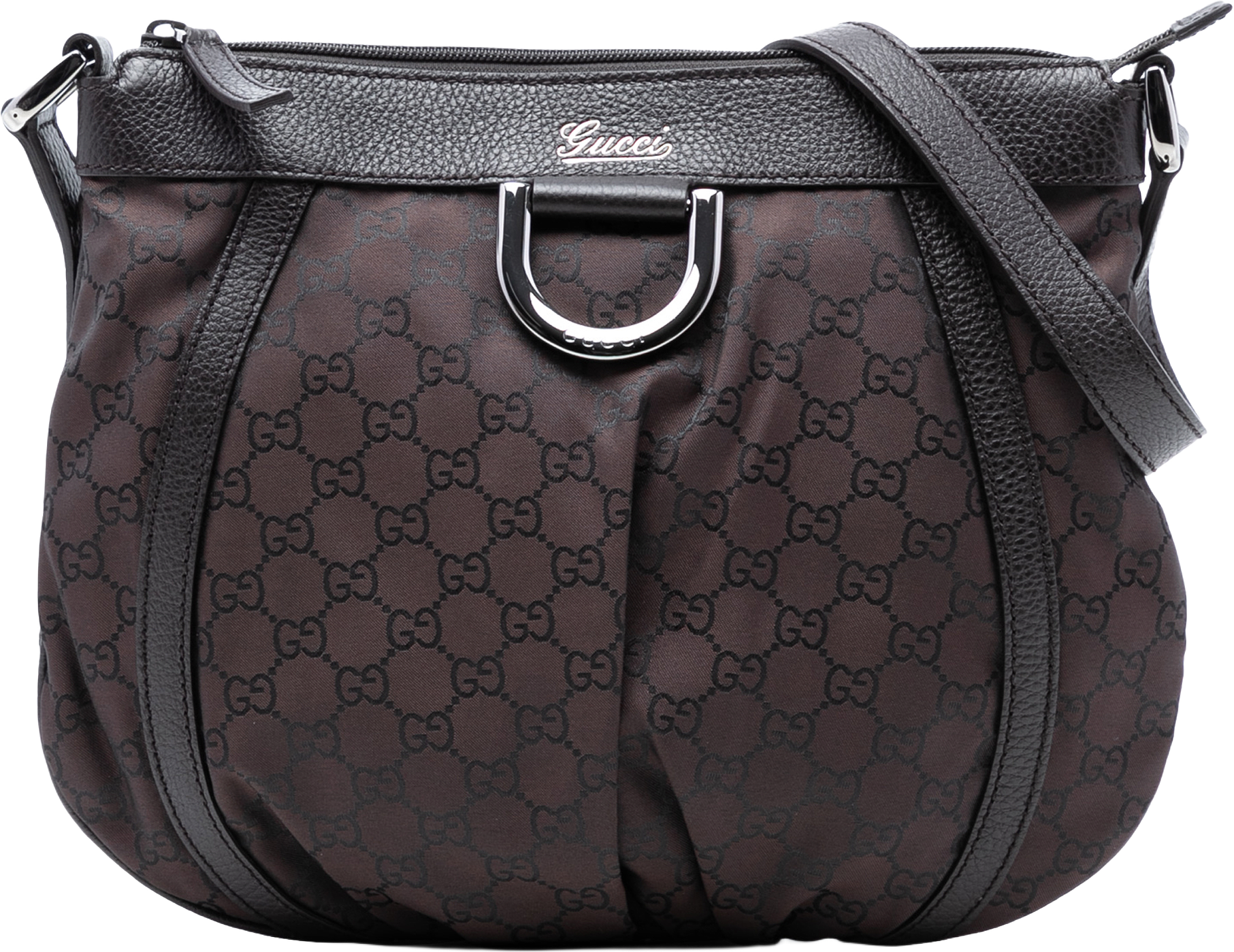 Gucci Gg Nylon Abbey D Ring Crossbody, från Luxclusif, i färgen dark brown.