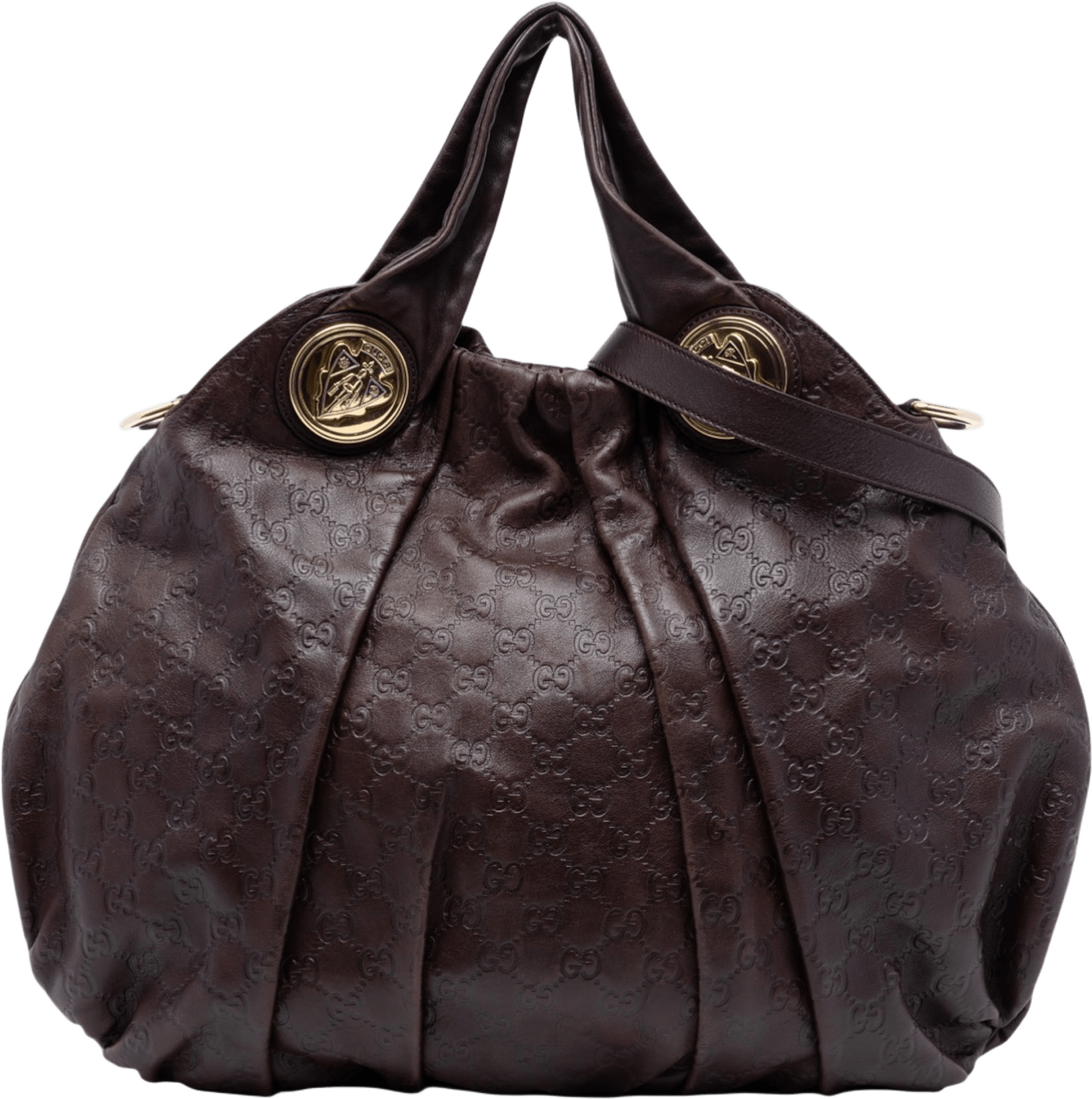 Gucci Large Guccissima Hysteria Satchel, från Luxclusif, i färgen dark brown.