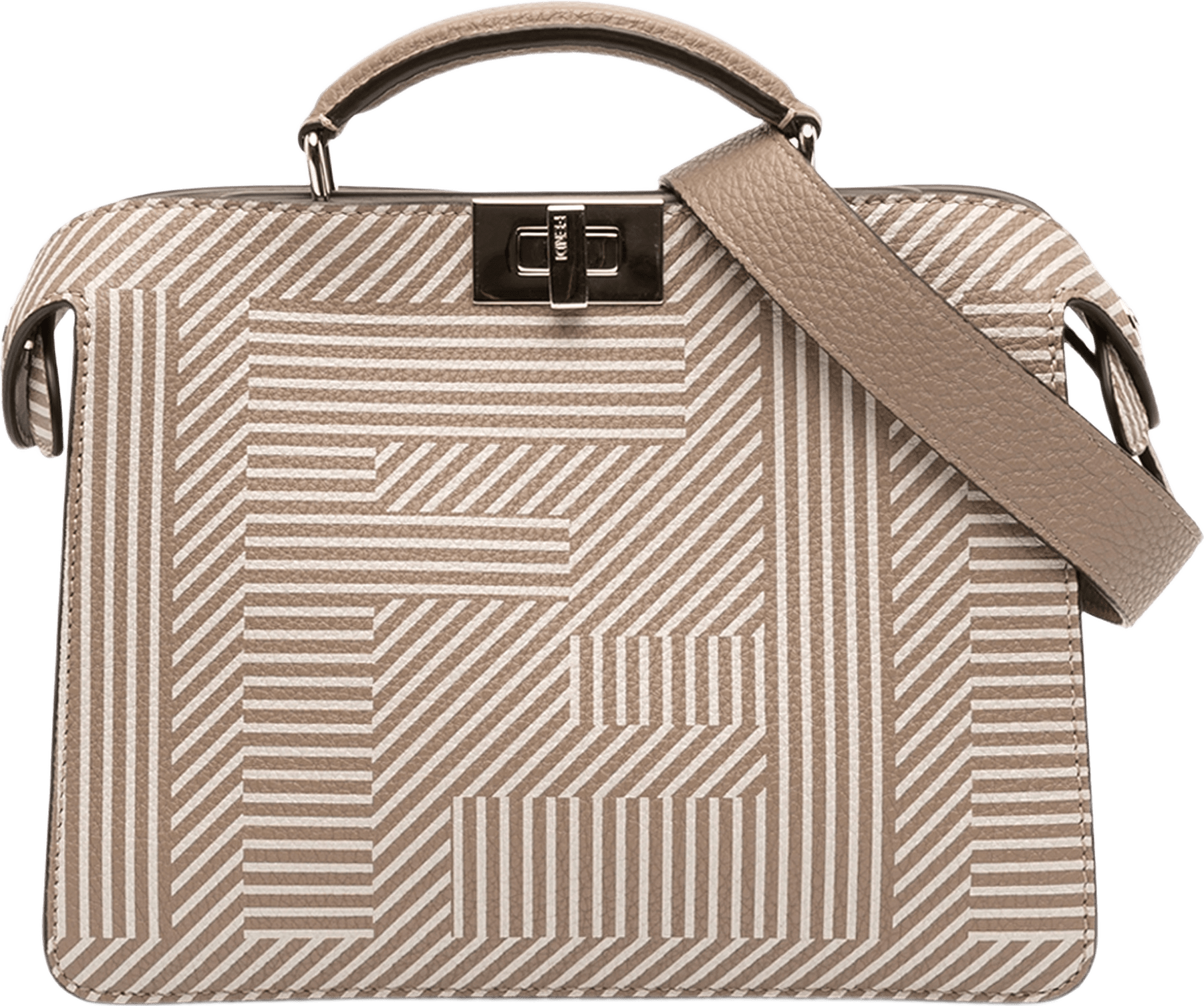 Fendi Small Zucca Leather Peekaboo Iseeu Satchel, från Luxclusif, i färgen taupe.