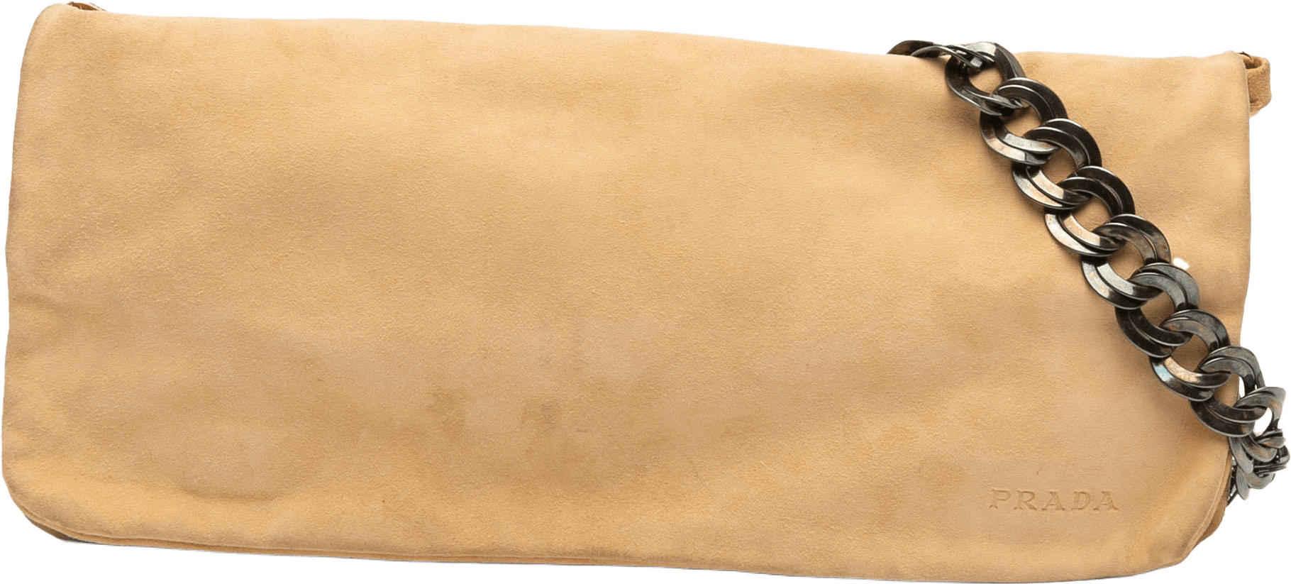 Prada Suede Chain Pochette, från Luxclusif, i färgen beige.