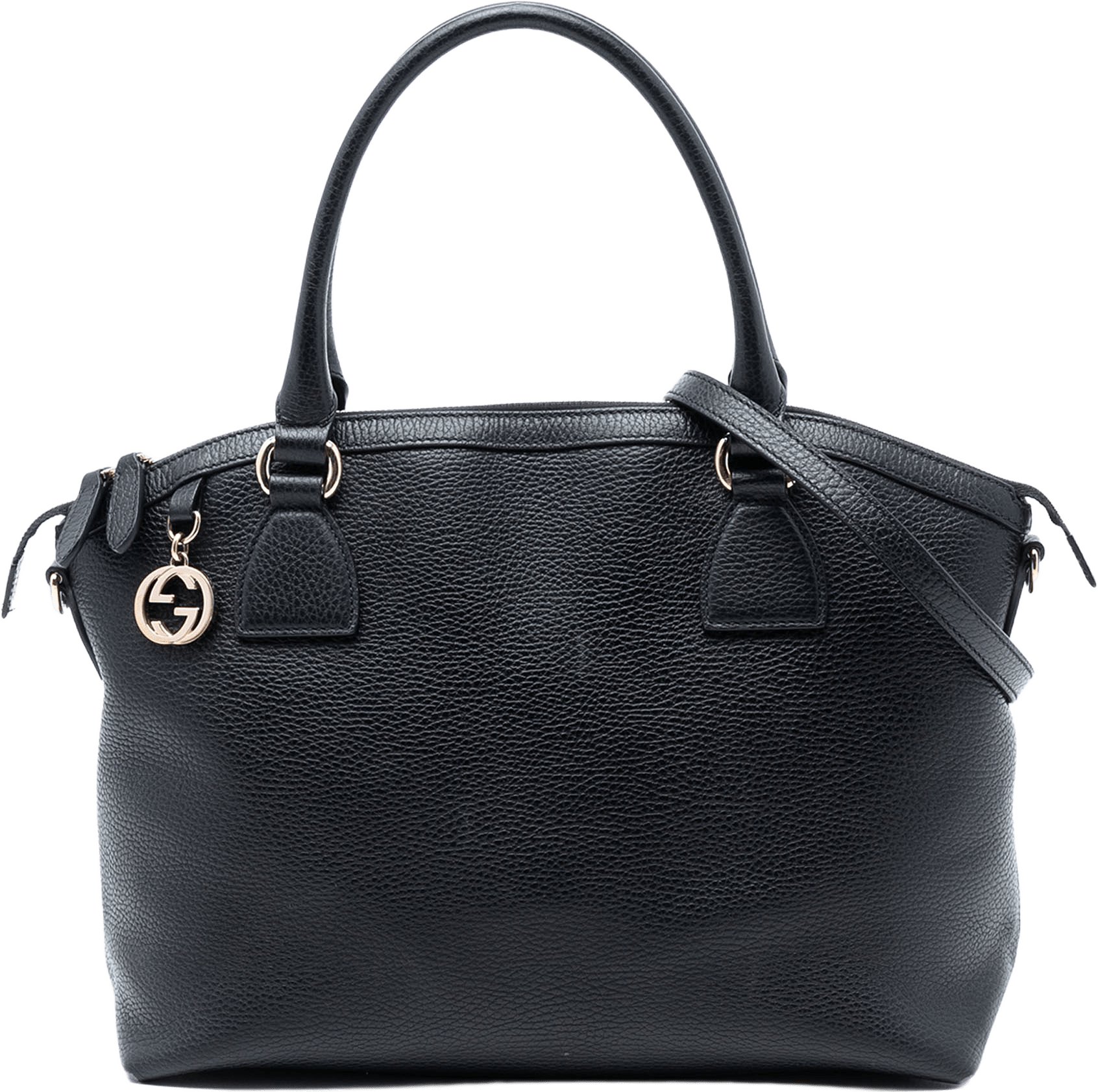 Gucci Medium Leather Gg Charm Dome Satchel, från Luxclusif, i färgen black.