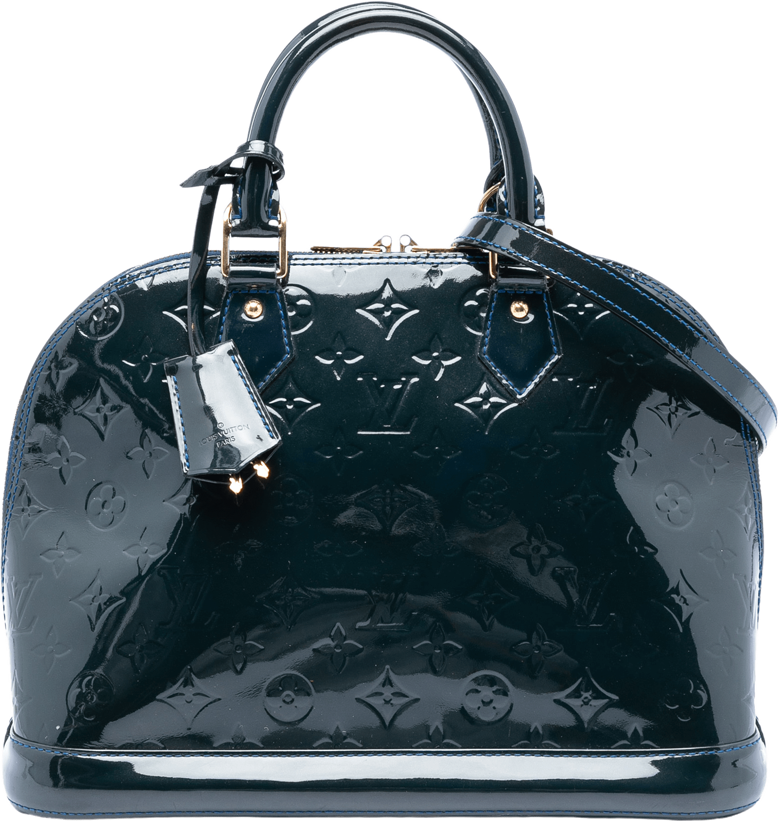Louis Vuitton Monogram Vernis Alma Pm, från Luxclusif, i färgen dark blue.