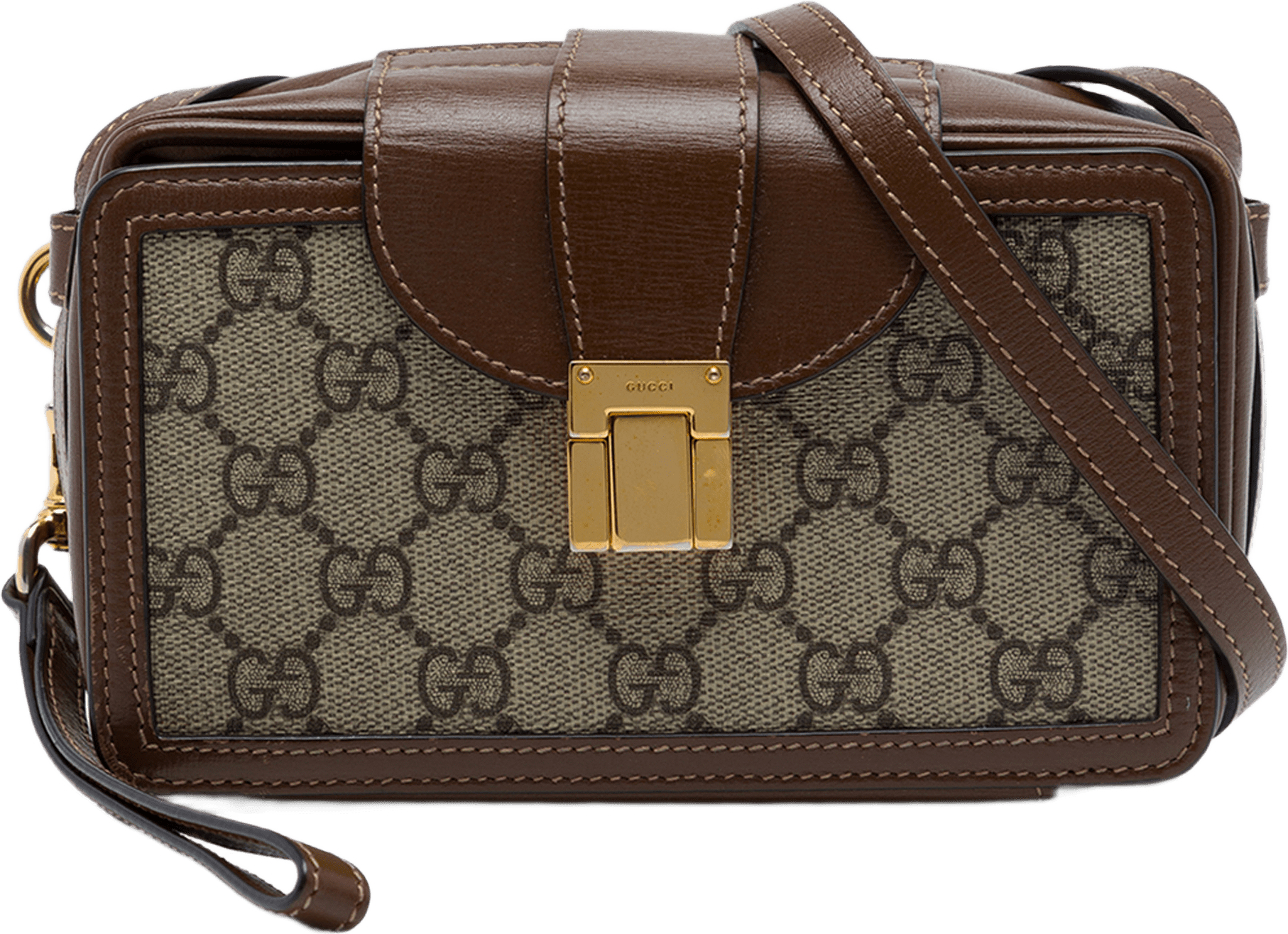 Gucci Mini Gg Supreme Clasp Crossbody, från Luxclusif, i färgen beige.