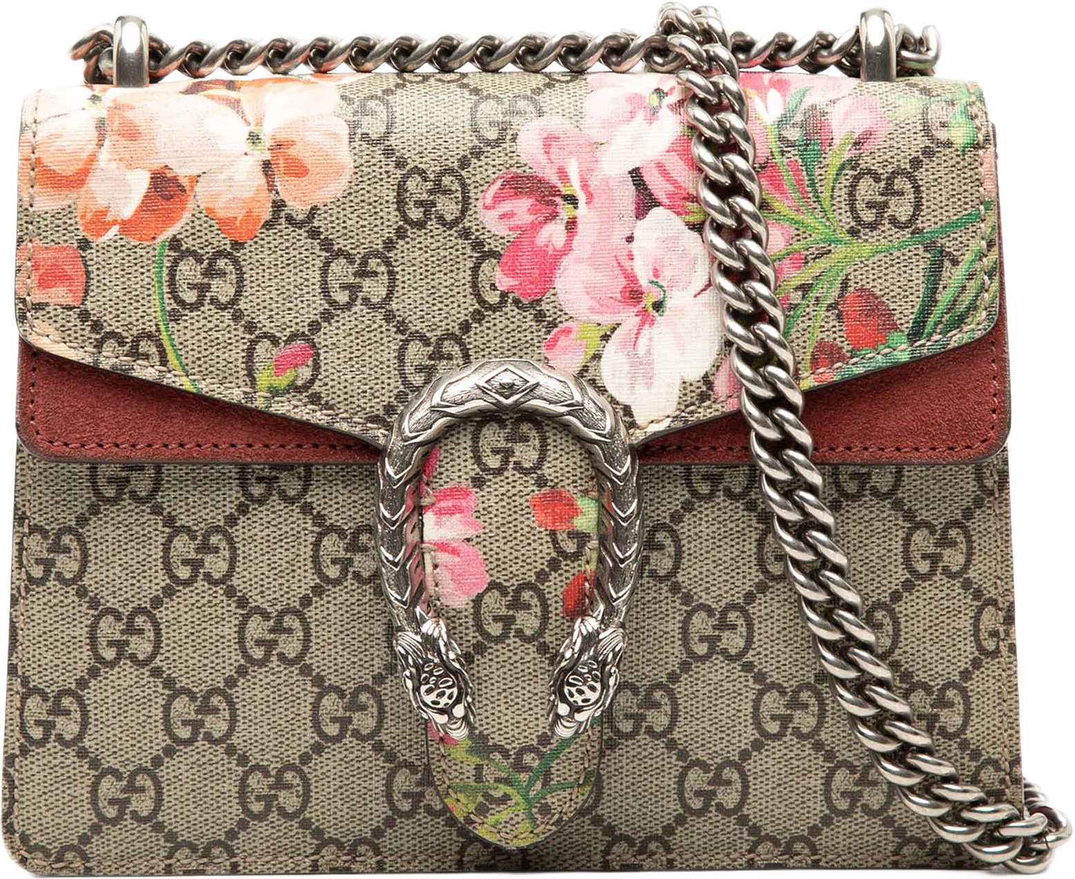 Gucci Small Gg Supreme Blooms Dionysus Crossbody, från Luxclusif, i färgen beige.