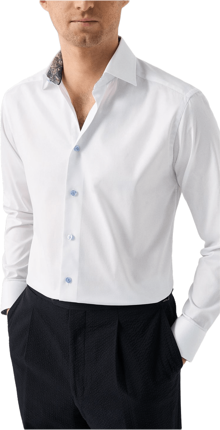 Blommig Signature Twill-skjorta Contemporary Fit, från Eton, i färgen white.