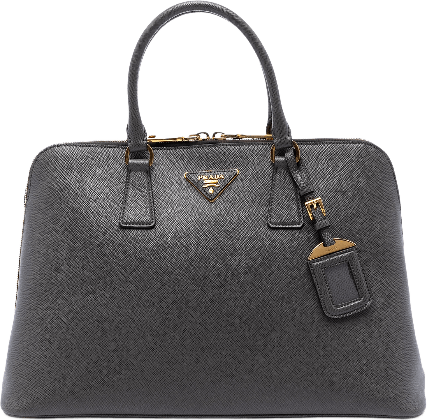 Prada Large Saffiano Lux Promenade Satchel, från Luxclusif, i färgen dark gray.