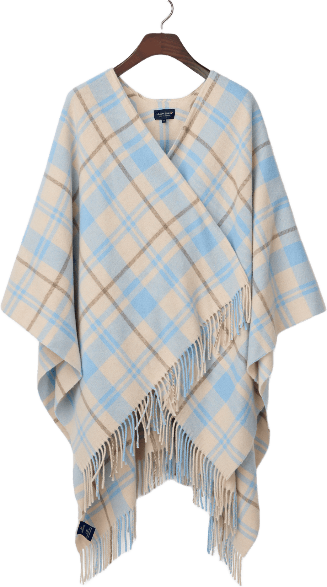 Checked Recycled Wool Blend Poncho