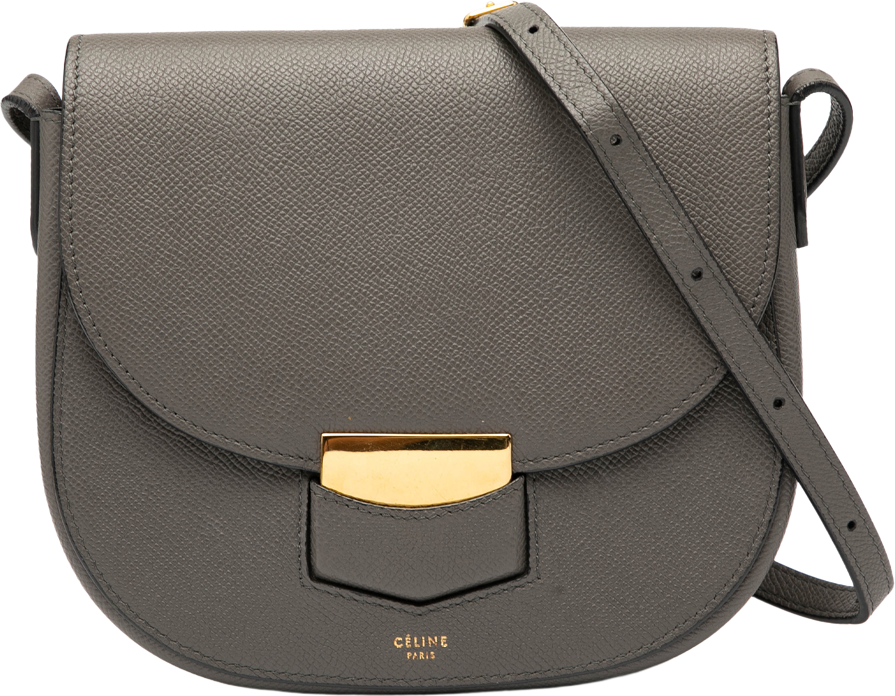 Celine Small Grained Calfskin Trotteur Crossbody, från Luxclusif, i färgen dark gray.