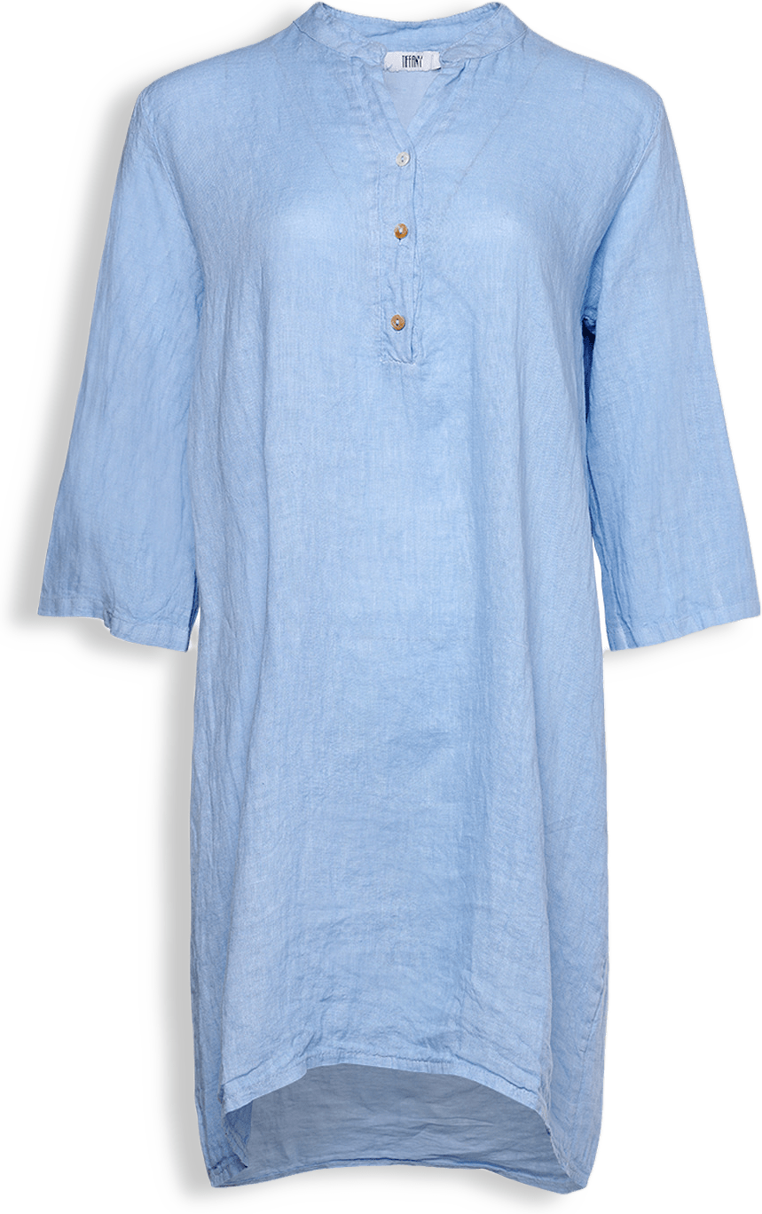 17690p, Shirt Dress With Pocket, Linen - Little Boy Blue