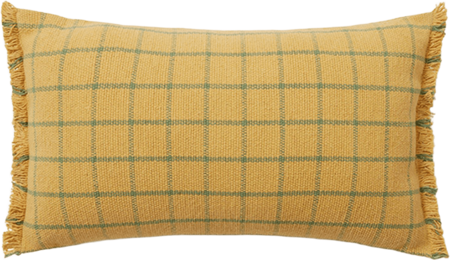 Kudde Geo Block, från LORENA CANALS, i färgen mörk honung, landon frost.