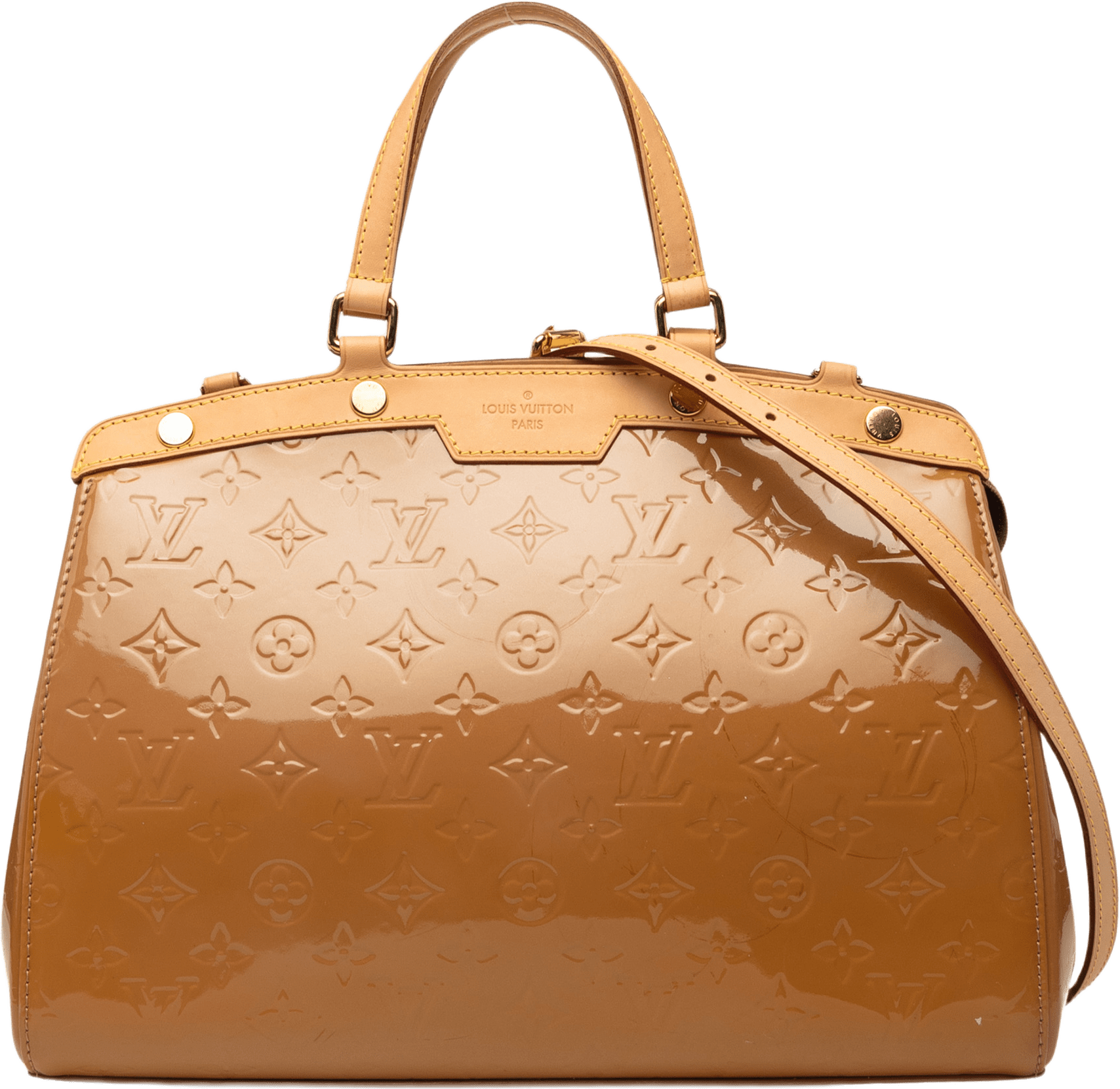 Louis Vuitton Monogram Vernis Brea, från Luxclusif, i färgen beige.
