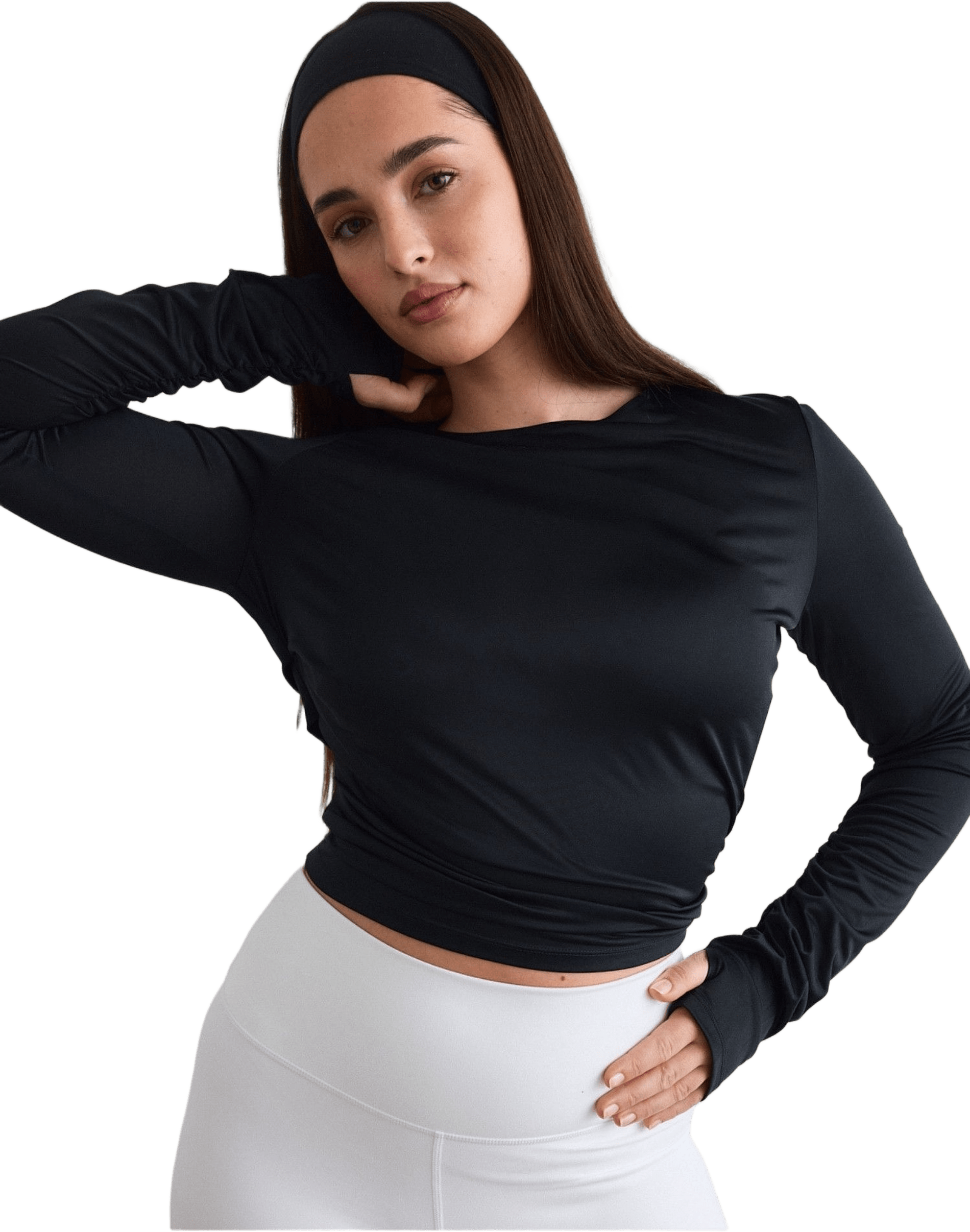 Luminous Draped Long Sleeve, från aim'n, i färgen black.