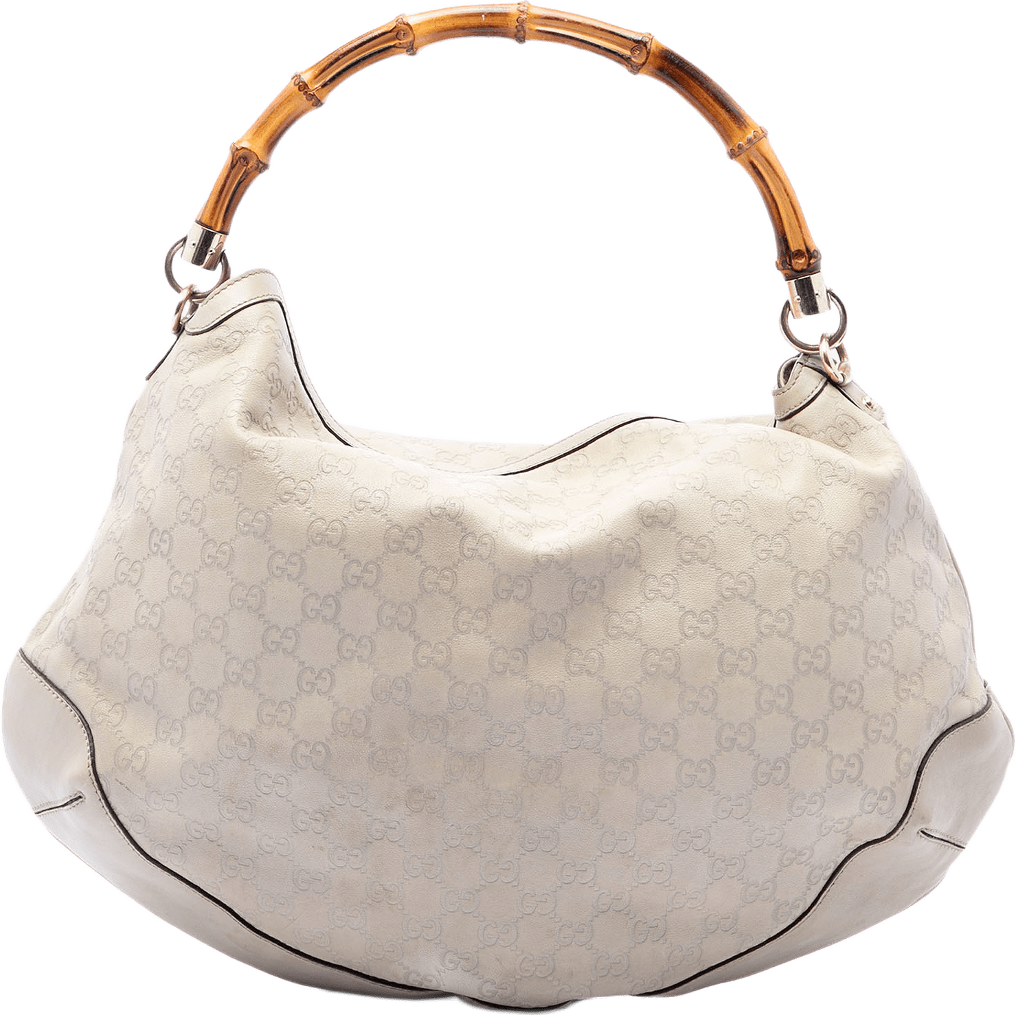 Gucci Guccissima Peggy Bamboo Satchel, från Luxclusif, i färgen light beige.