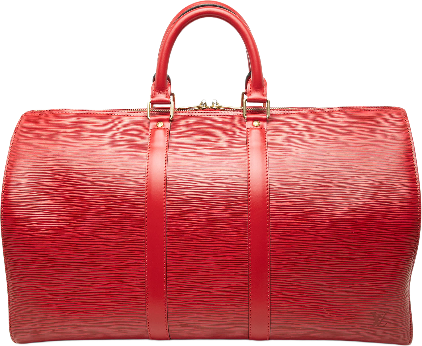 Louis Vuitton Epi Keepall 45, från Luxclusif, i färgen röd.