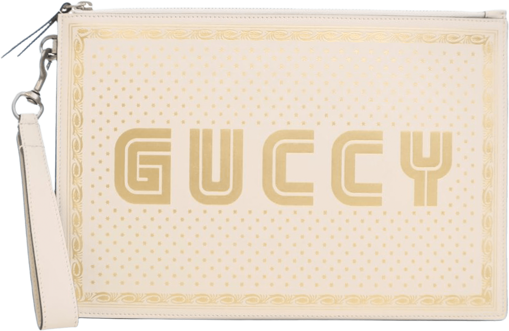 Gucci Leather Guccy Sega Clutch, från Luxclusif, i färgen white.