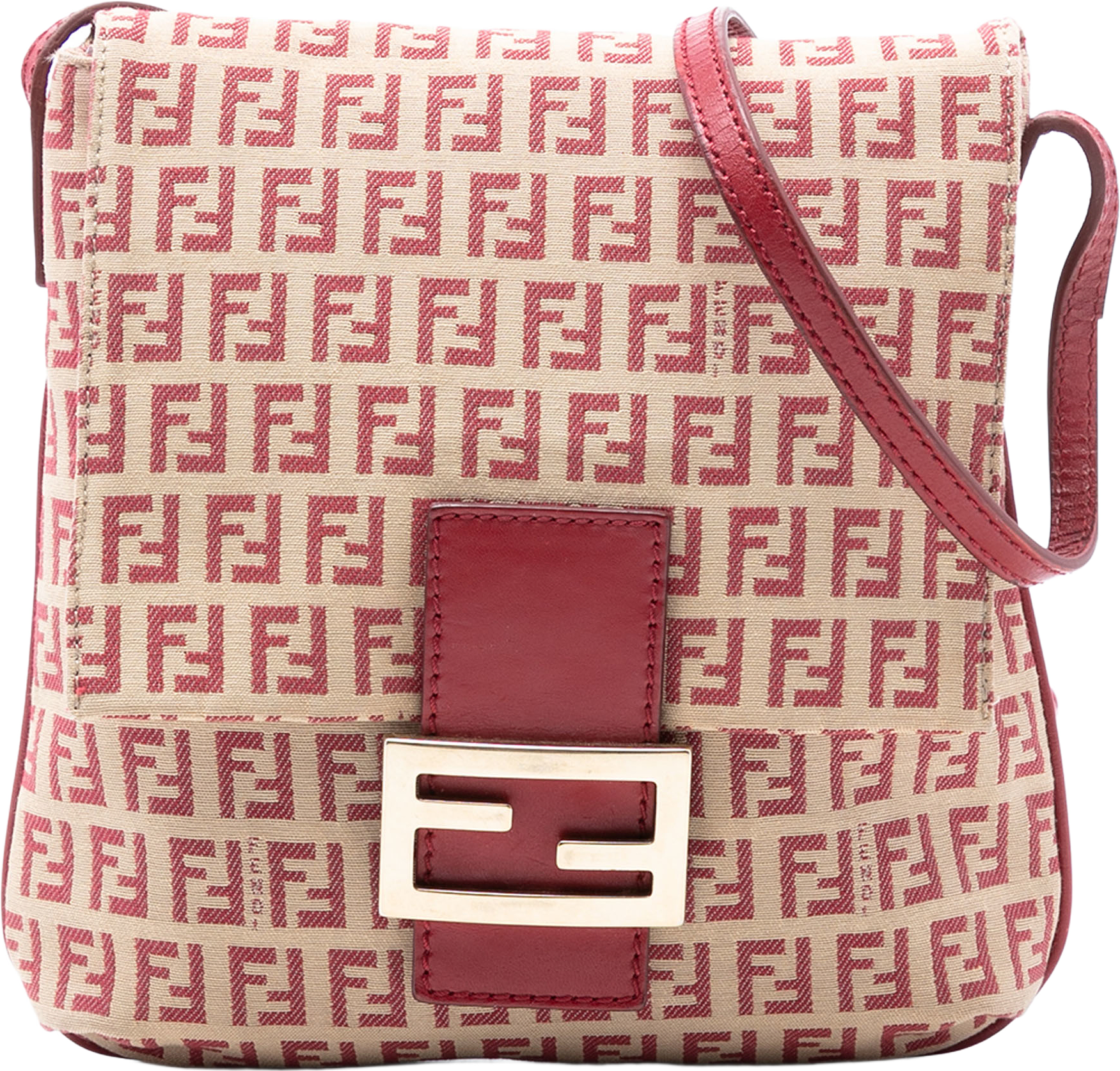 Fendi Zucchino Canvas Flap Crossbody, från Luxclusif, i färgen beige.