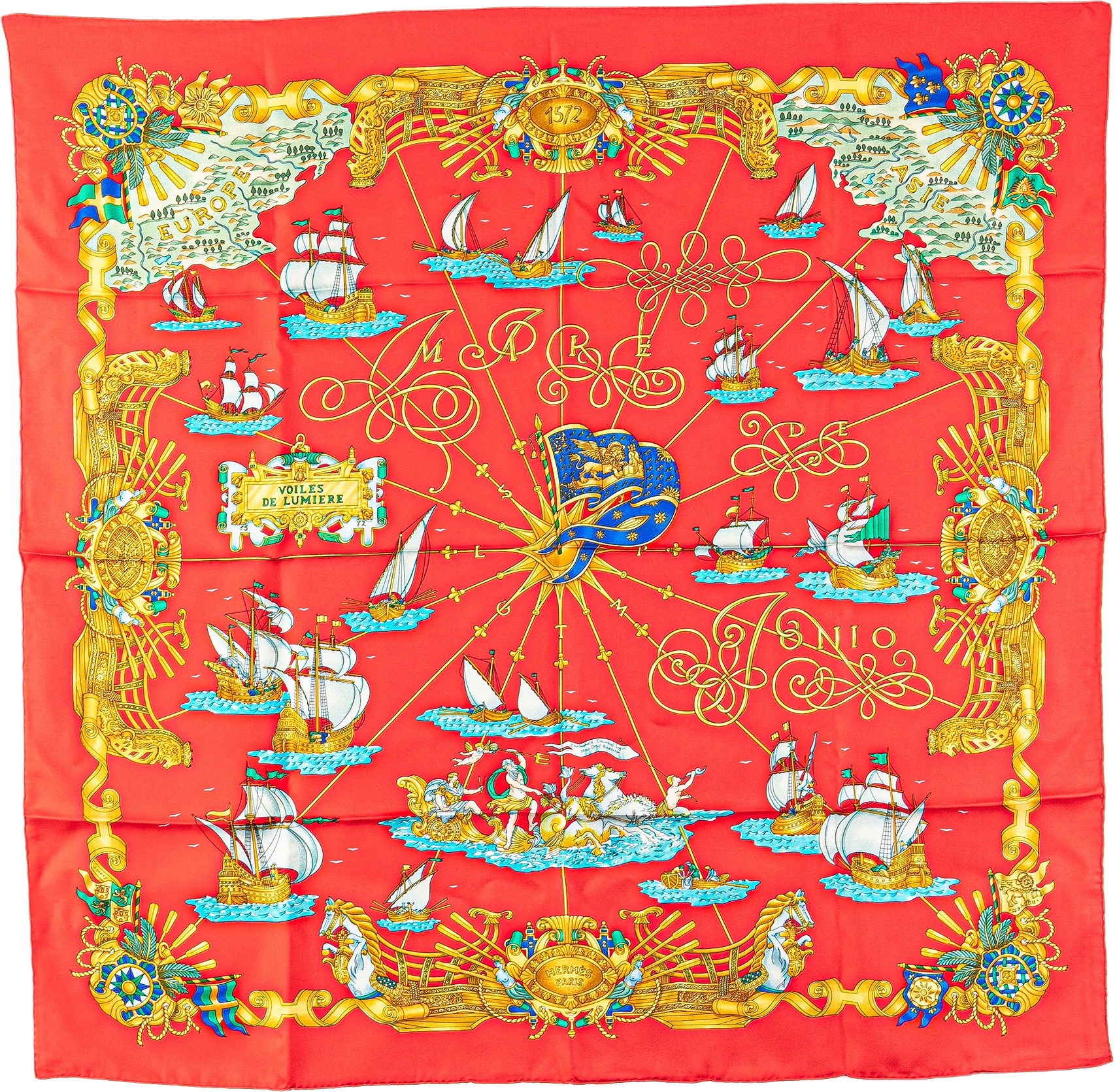 Hermès Voiles De Lumiere Silk Scarf, från Luxclusif, i färgen red.
