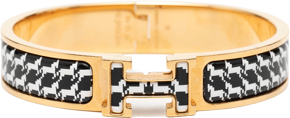 Hermès Narrow Enamel Cheval Pixel Clic H Bracelet Pm, från Luxclusif, i färgen black.