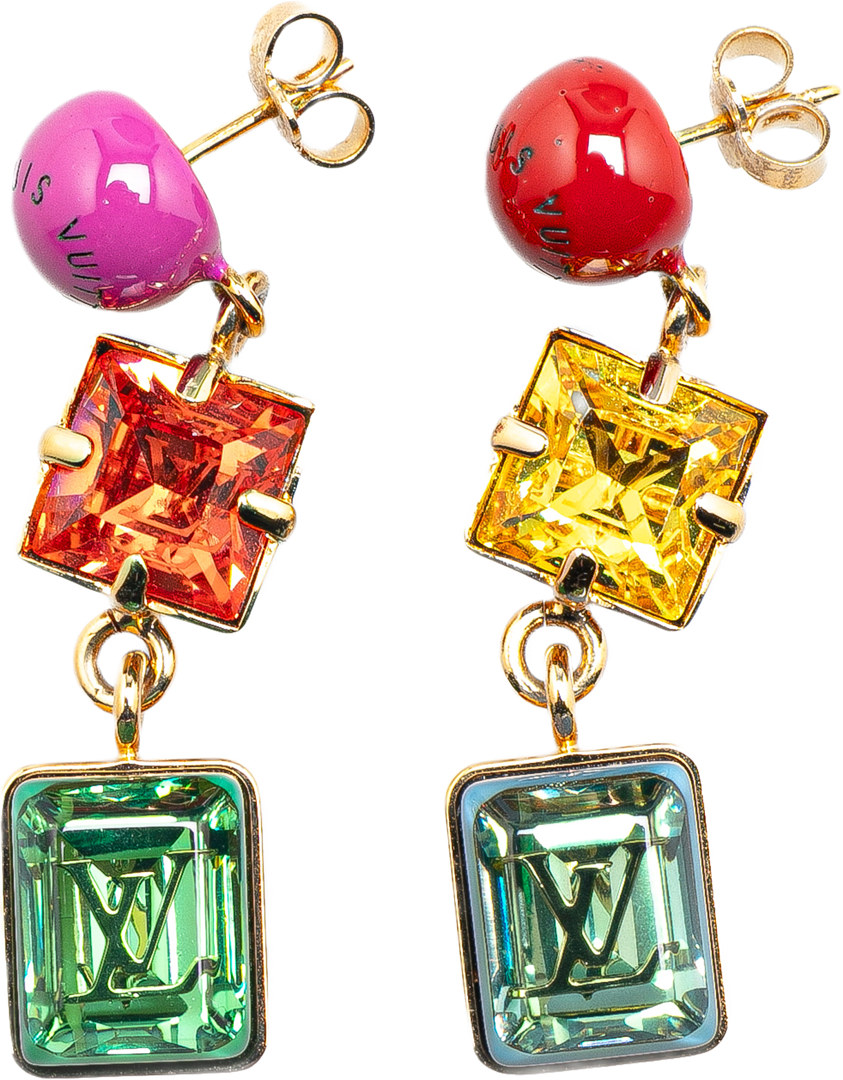 Louis Vuitton Resin & Crystal Cosmopolitan Drop Push Back Earrings