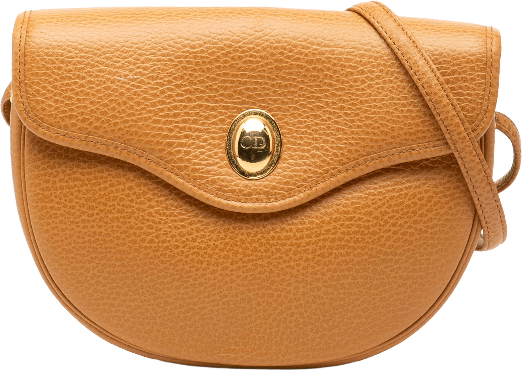 Dior Pebbled Leather Crossbody, från Luxclusif, i färgen caramel.