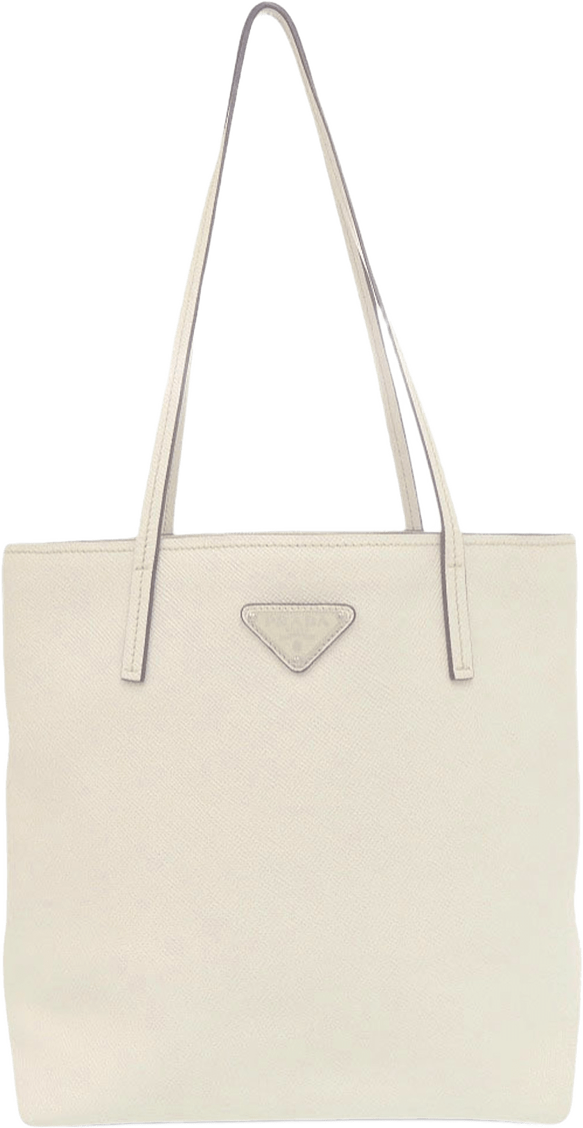 Prada Saffiano Lux Tote, från Luxclusif, i färgen off white.